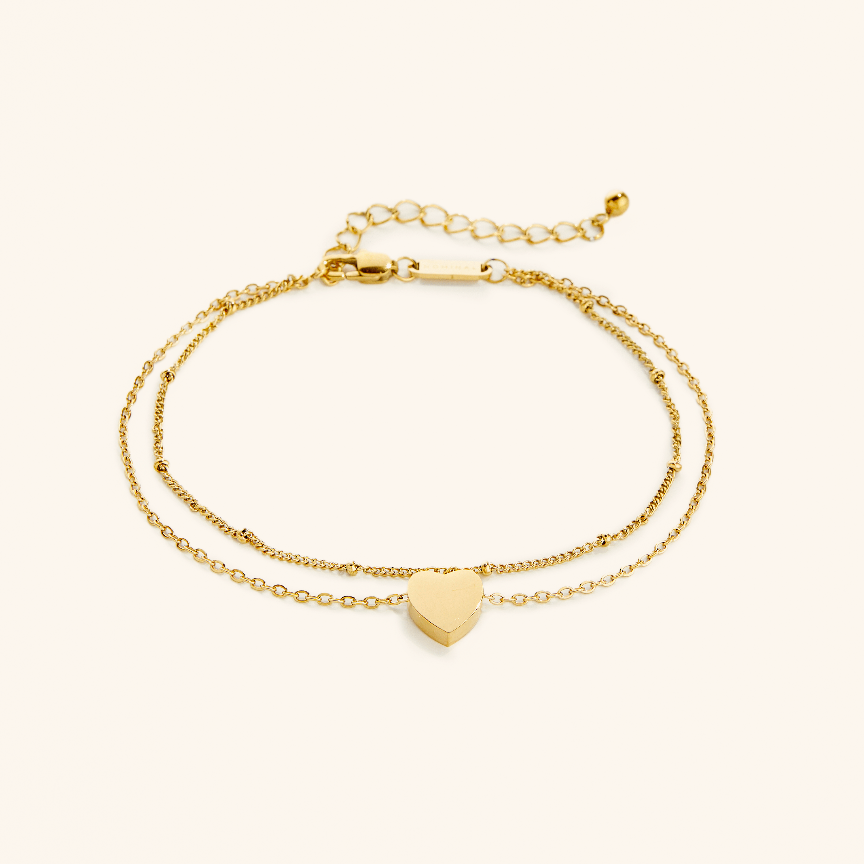 Dotted Heart Charm Stacker Anklet