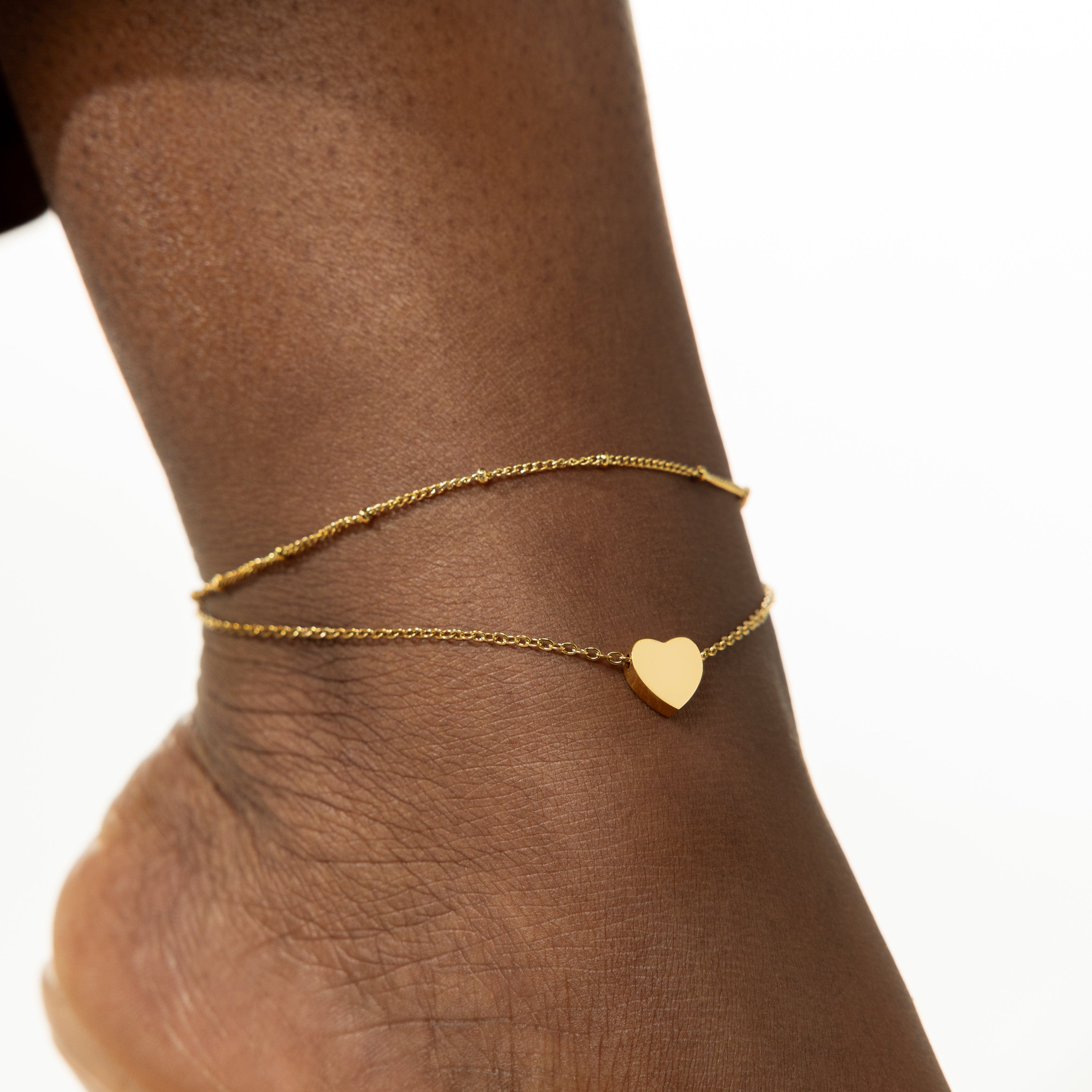 Dotted Heart Charm Stacker Anklet