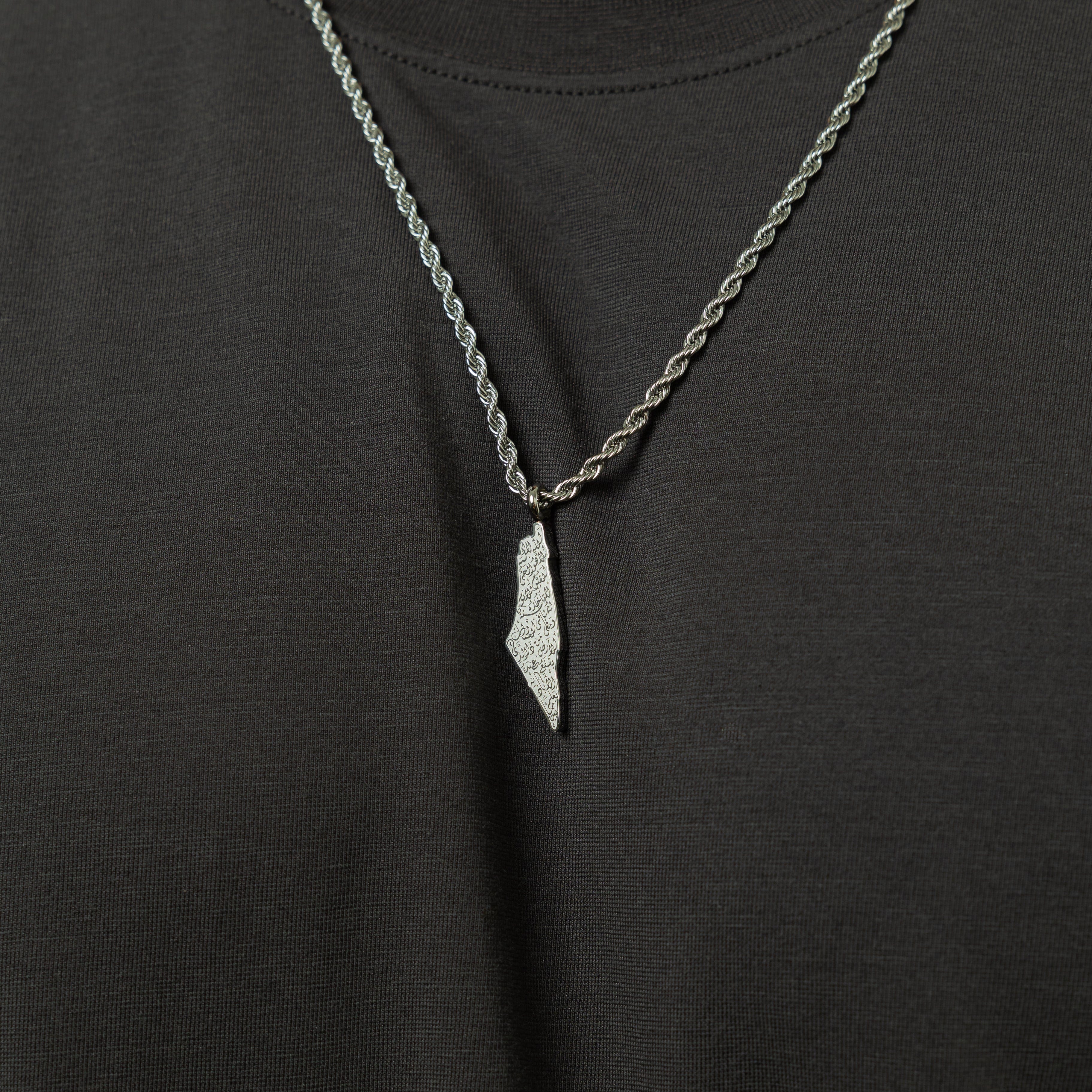 Men's Ayatul Kursi Map Pendant Necklace