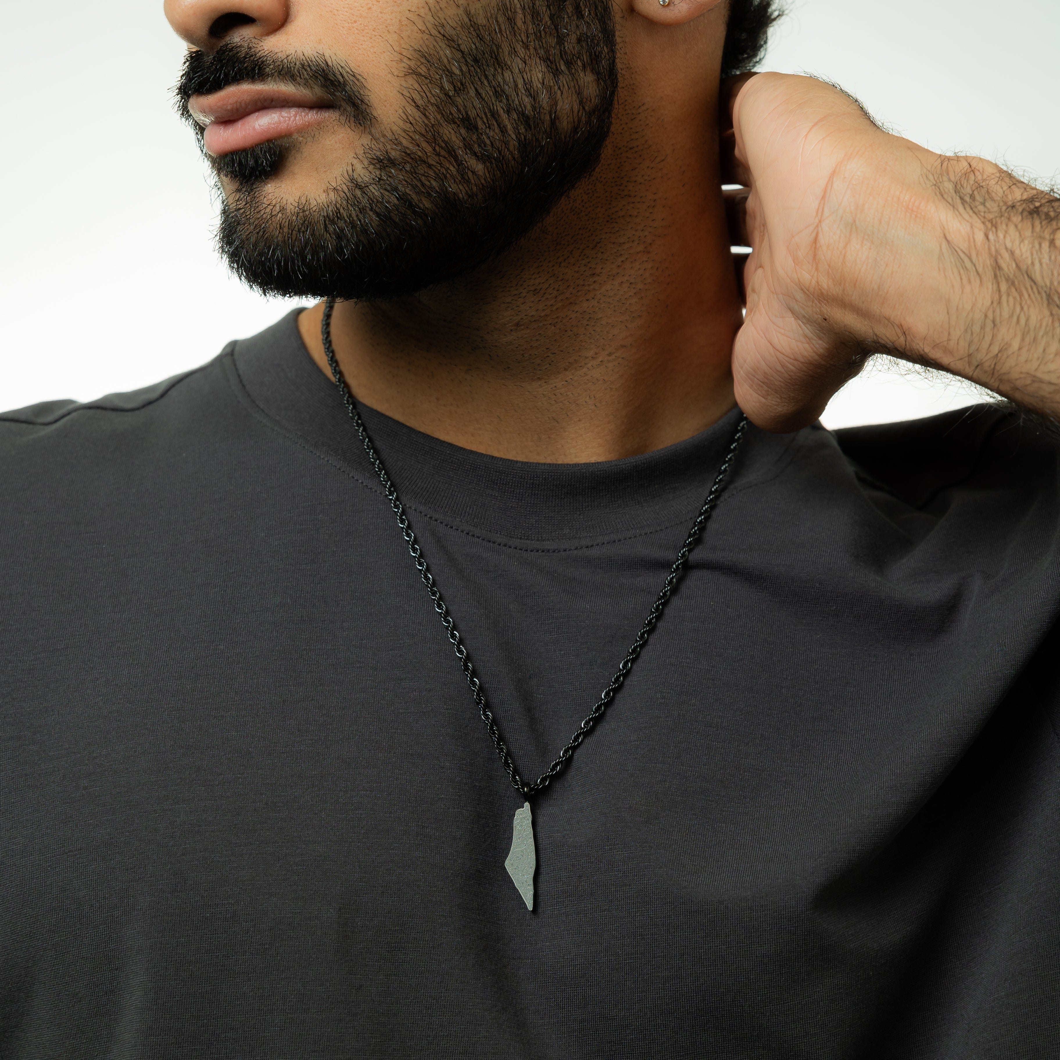 Men's Ayatul Kursi Map Pendant Necklace