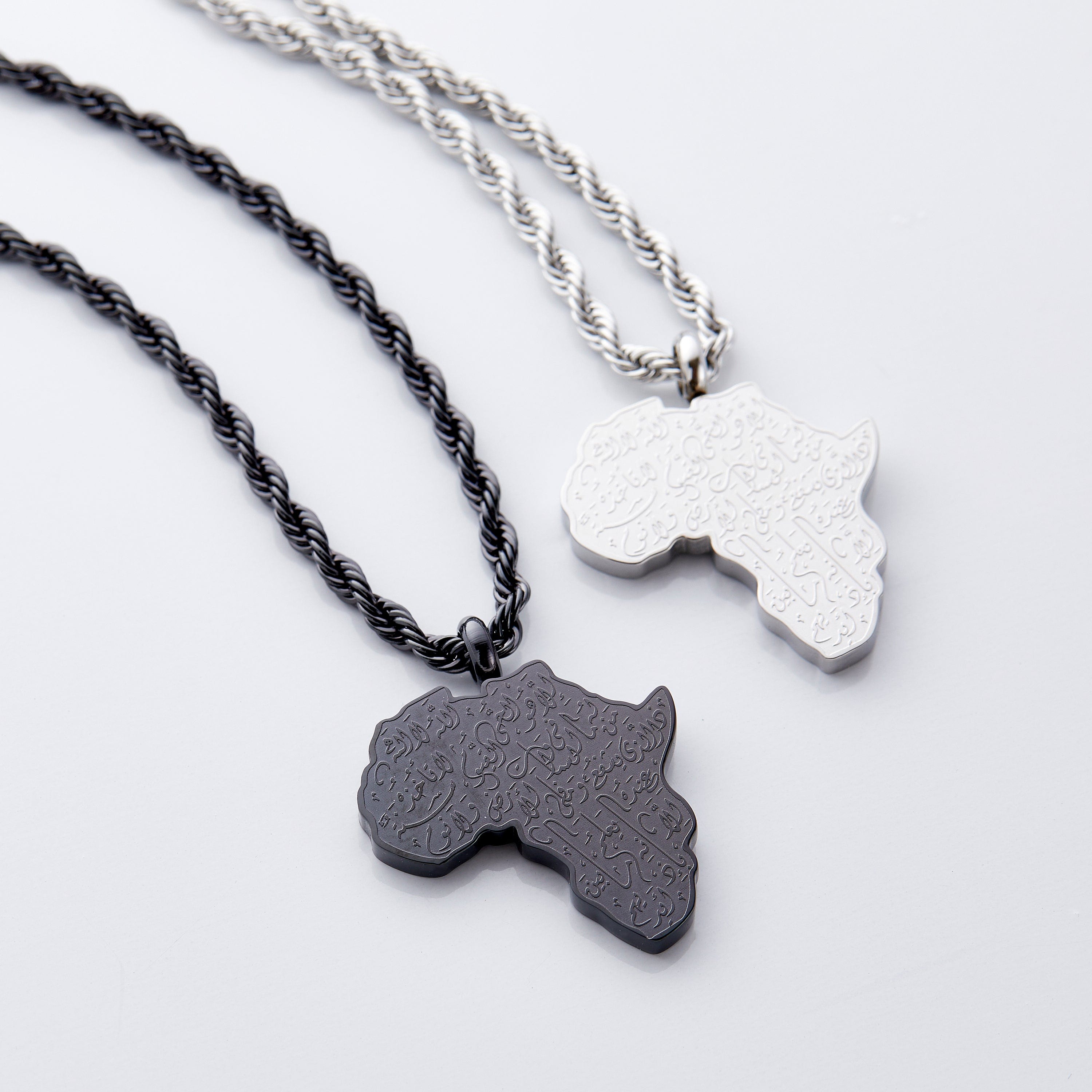 Men's Ayatul Kursi Map Pendant Necklace