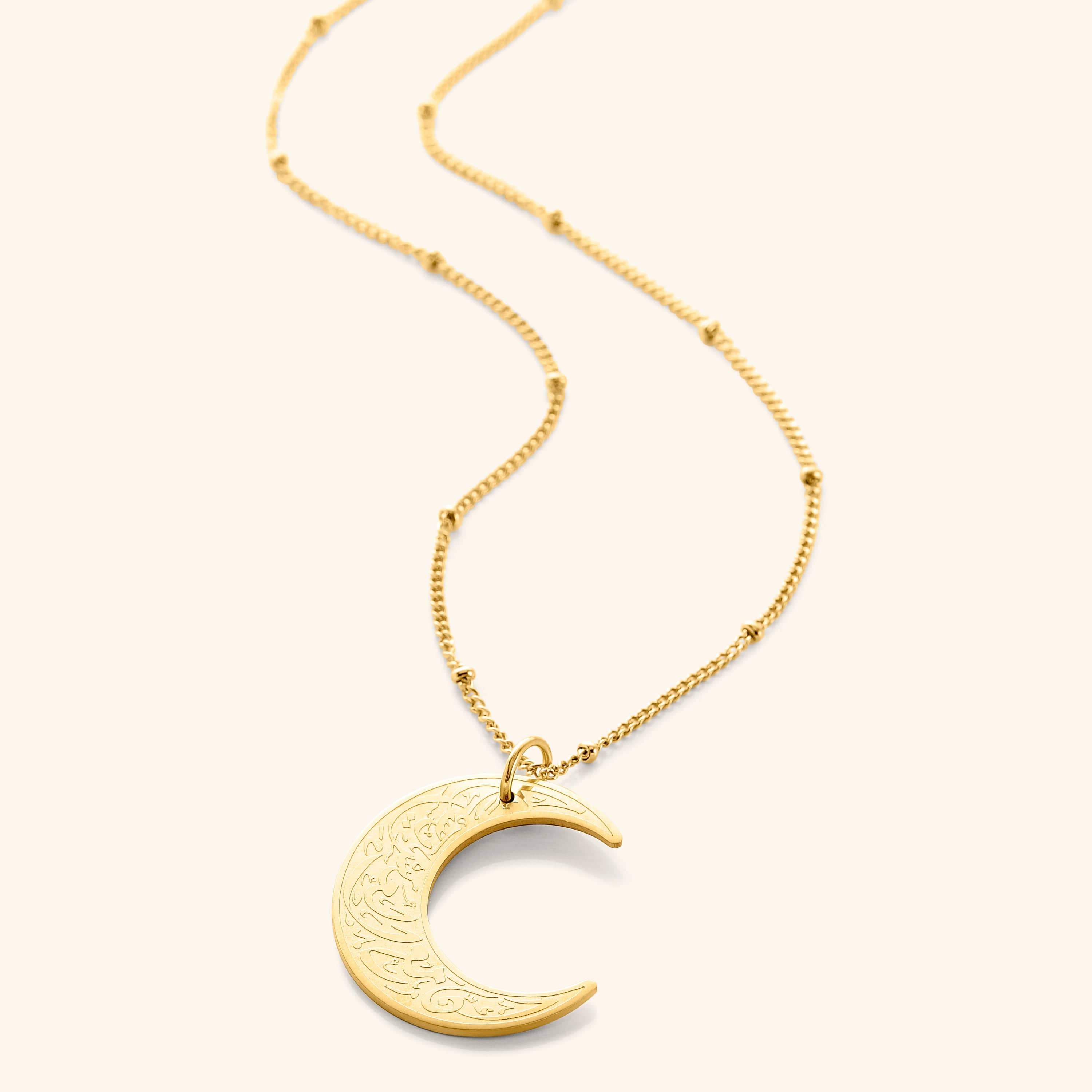 Crescent Moon Necklace with Inspirational Quote