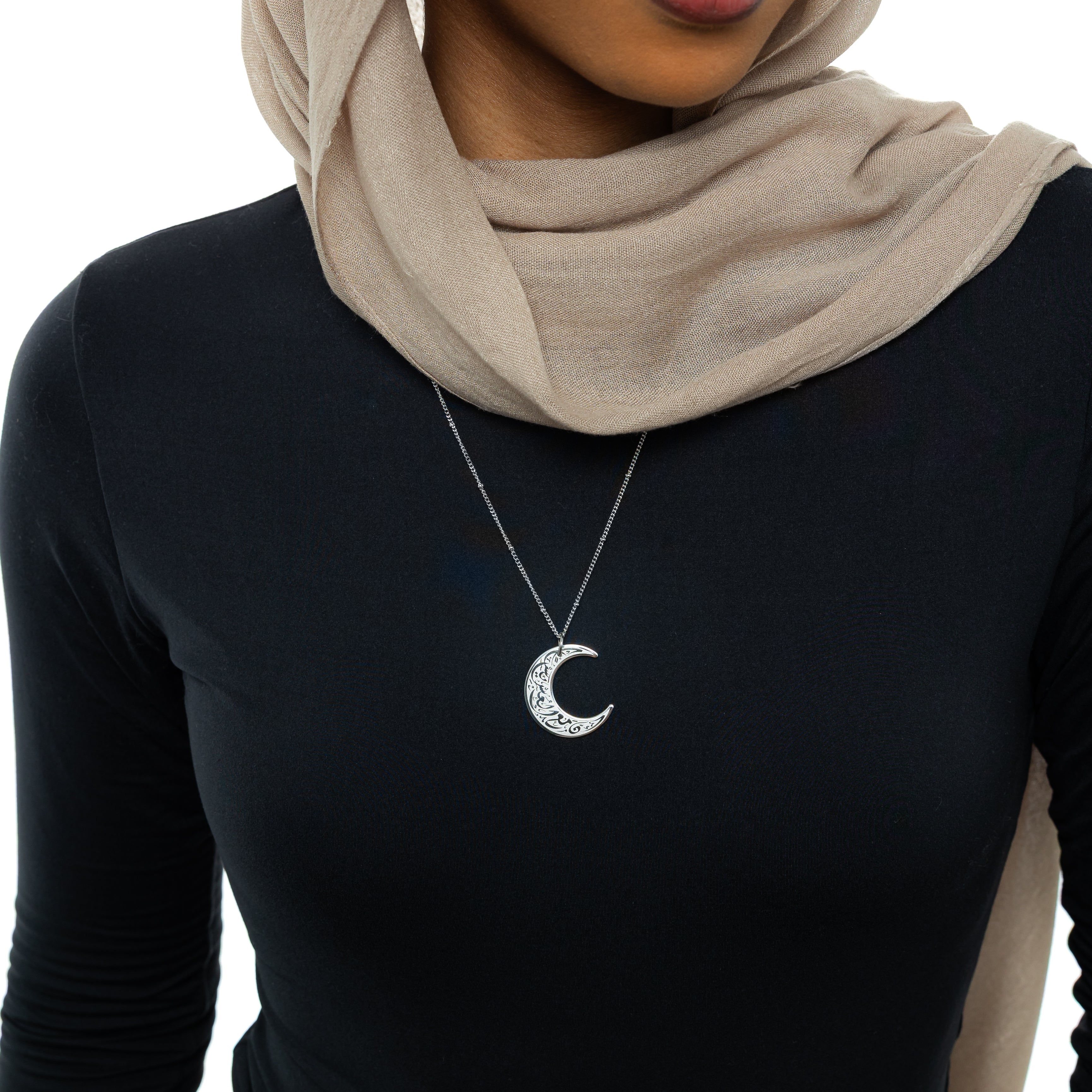 Crescent Moon Necklace with Inspirational Quote