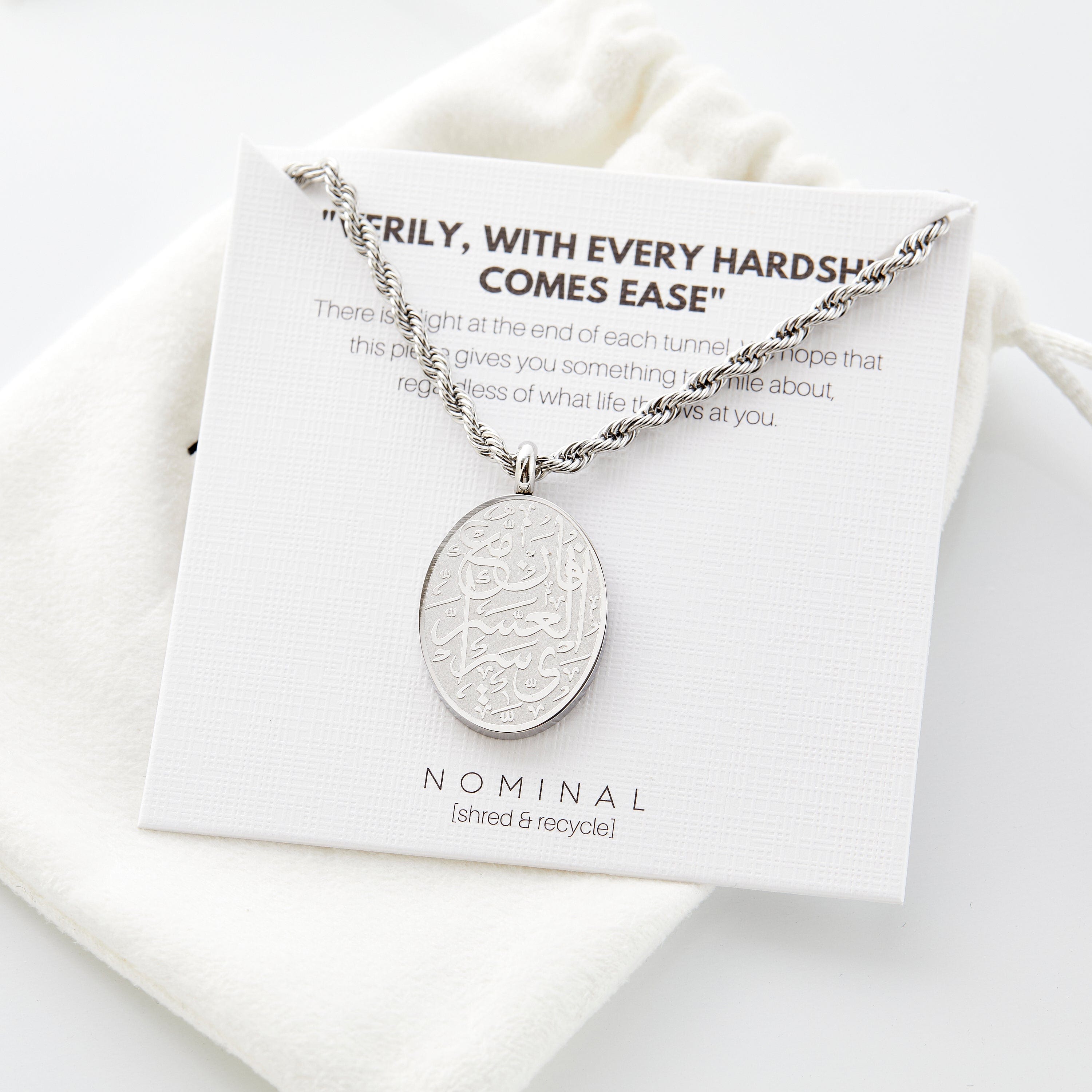 Men's 'Hardship to Ease' Oval Necklace