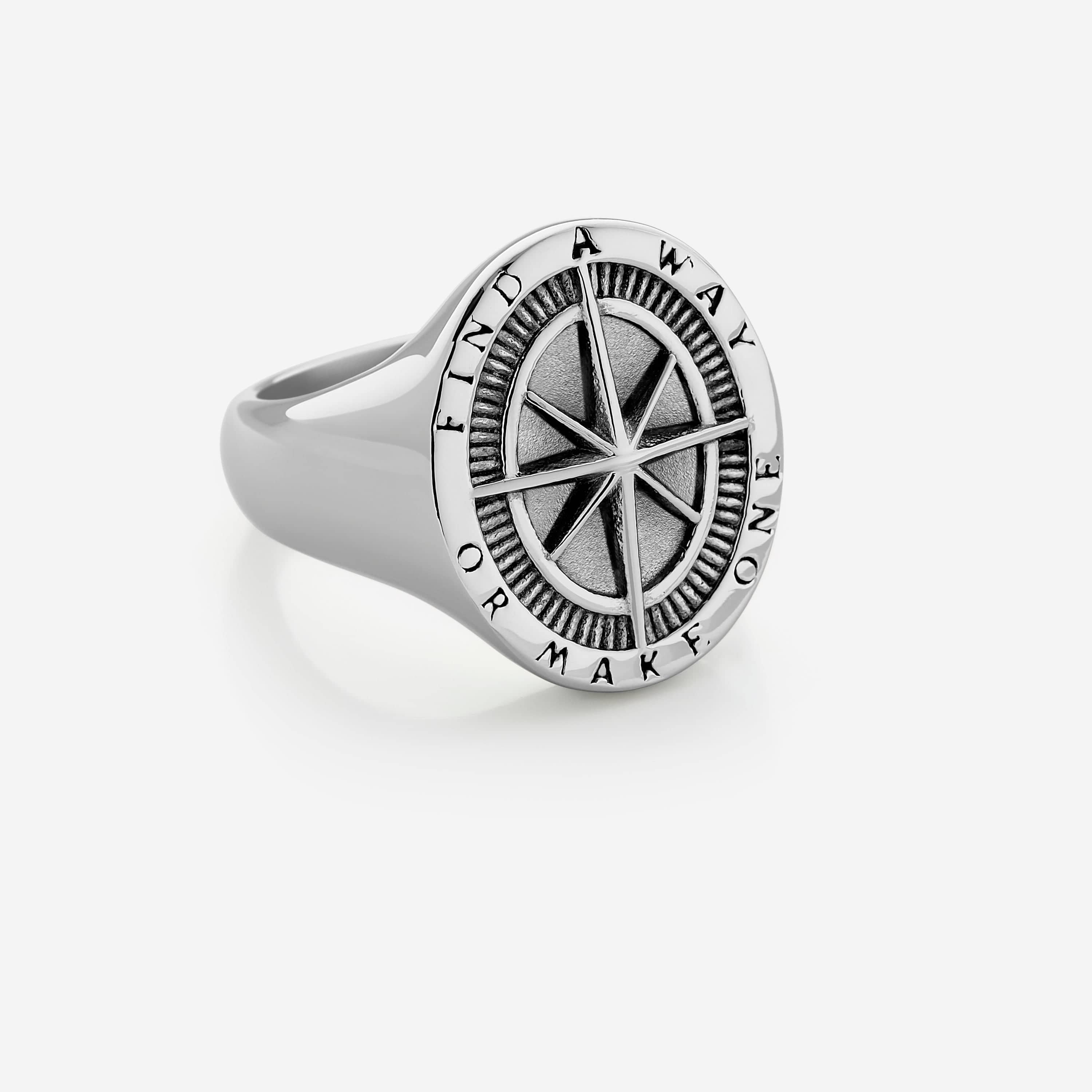 Men's 'Find a Way' Compass Ring for Adventure