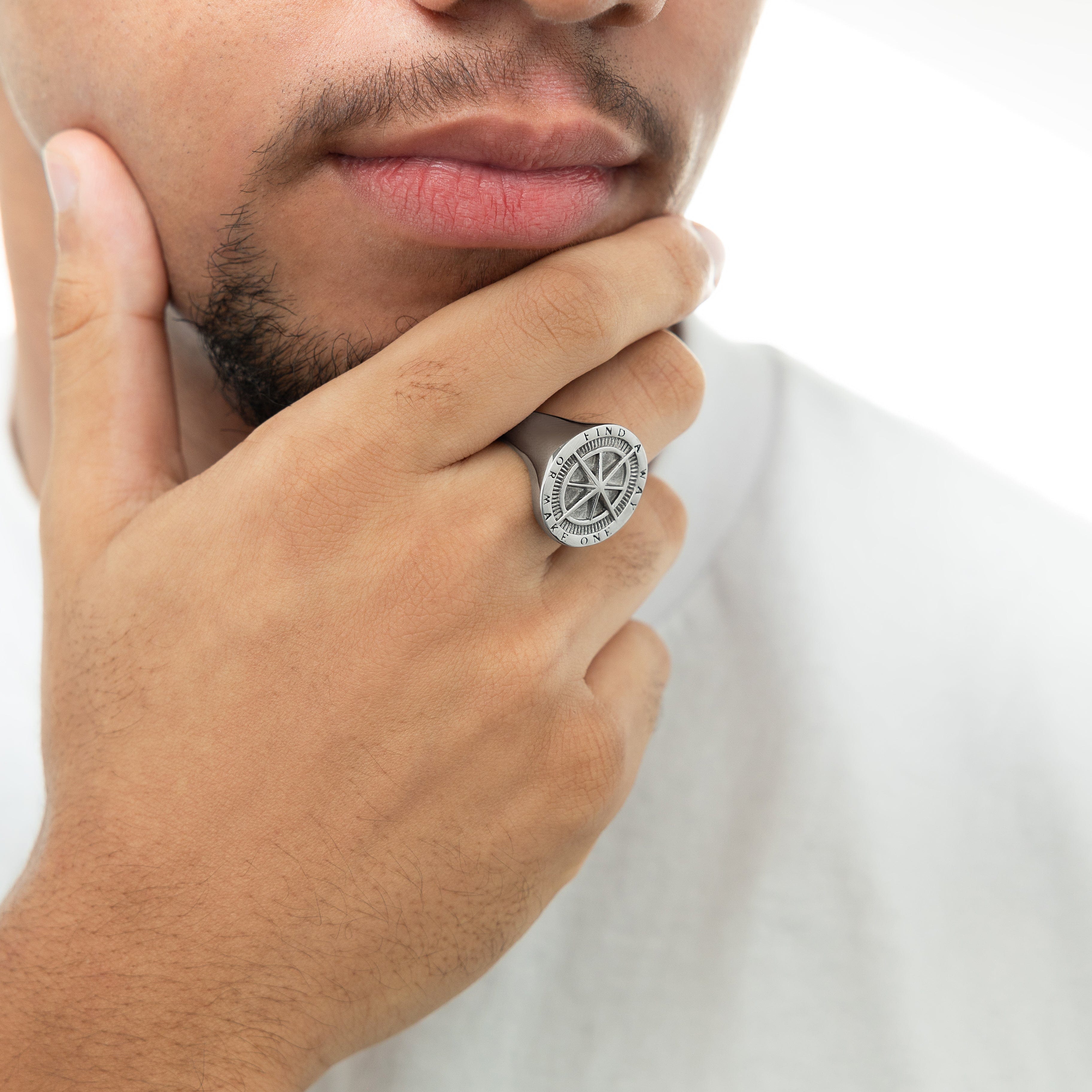 Men's 'Find a Way' Compass Ring for Adventure
