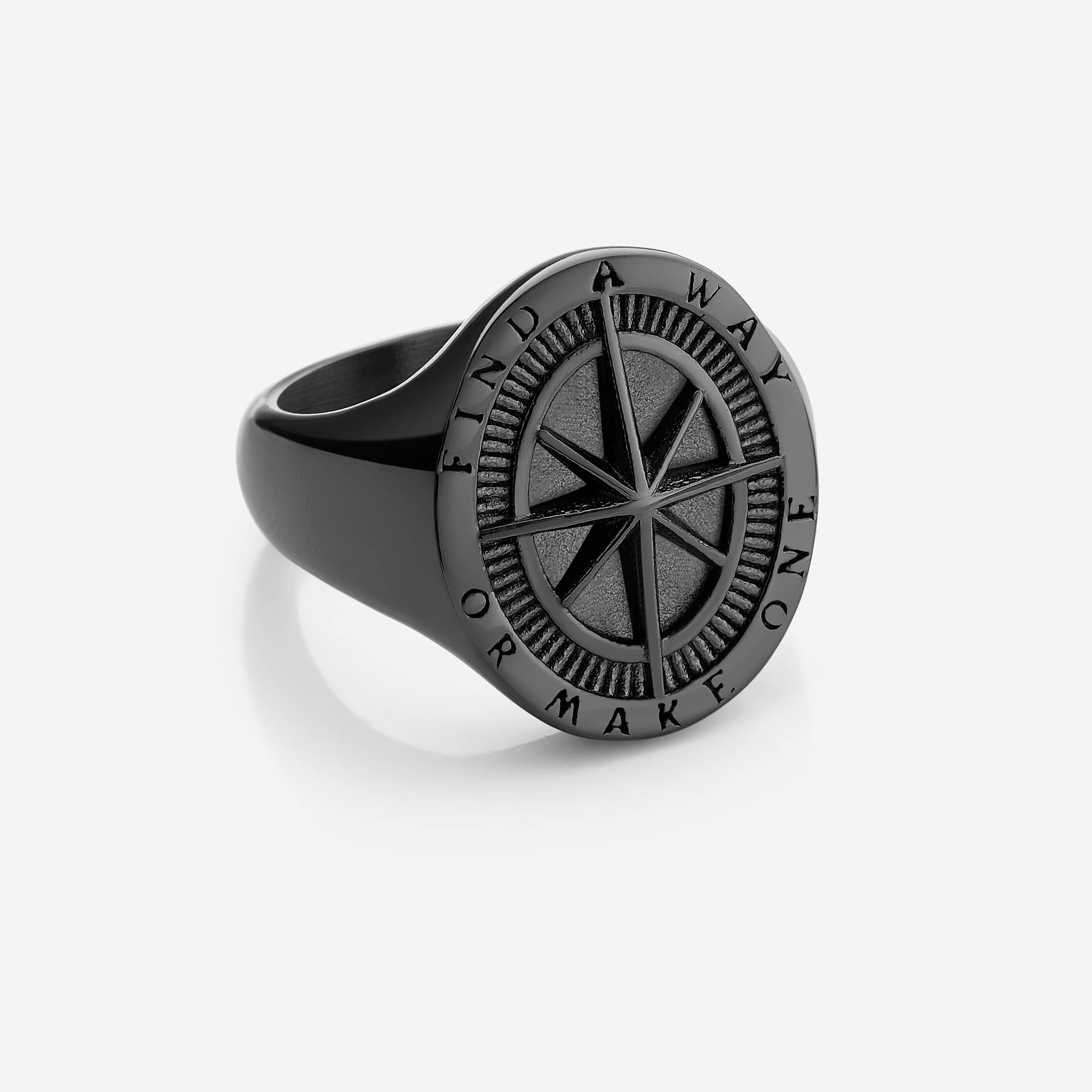 Men's 'Find a Way' Compass Ring for Adventure