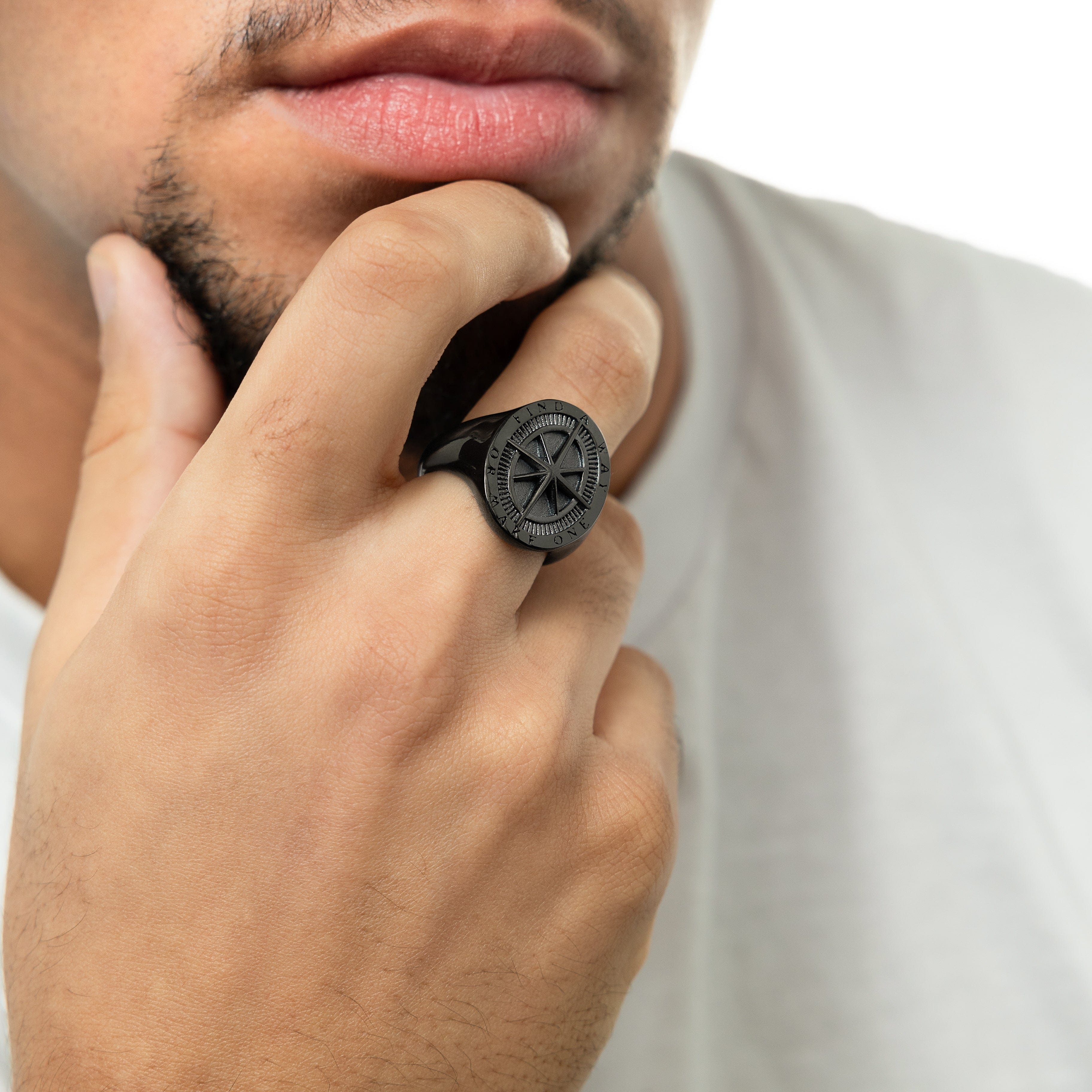 Men's 'Find a Way' Compass Ring for Adventure