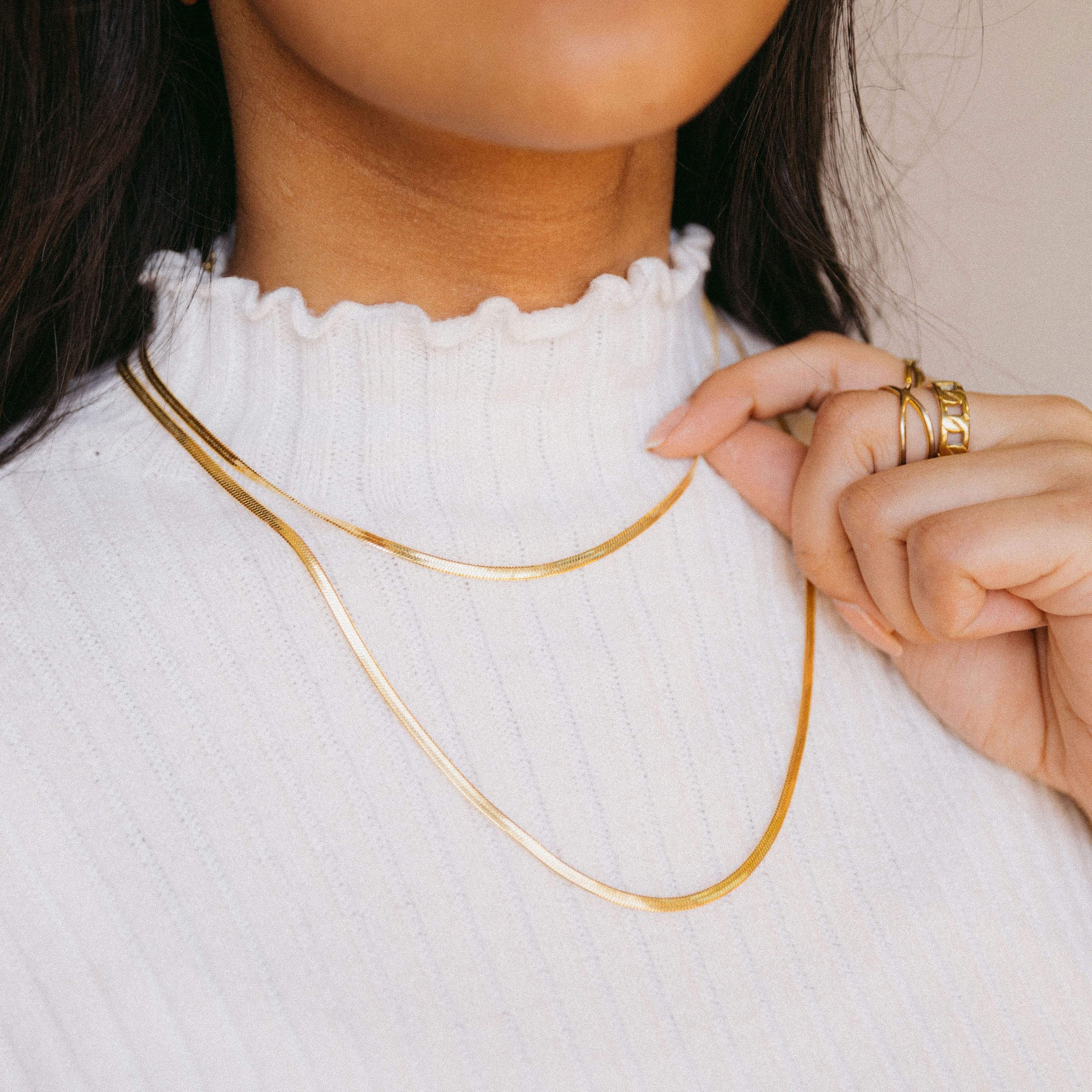 Stylish Herringbone Chain Necklace for Women