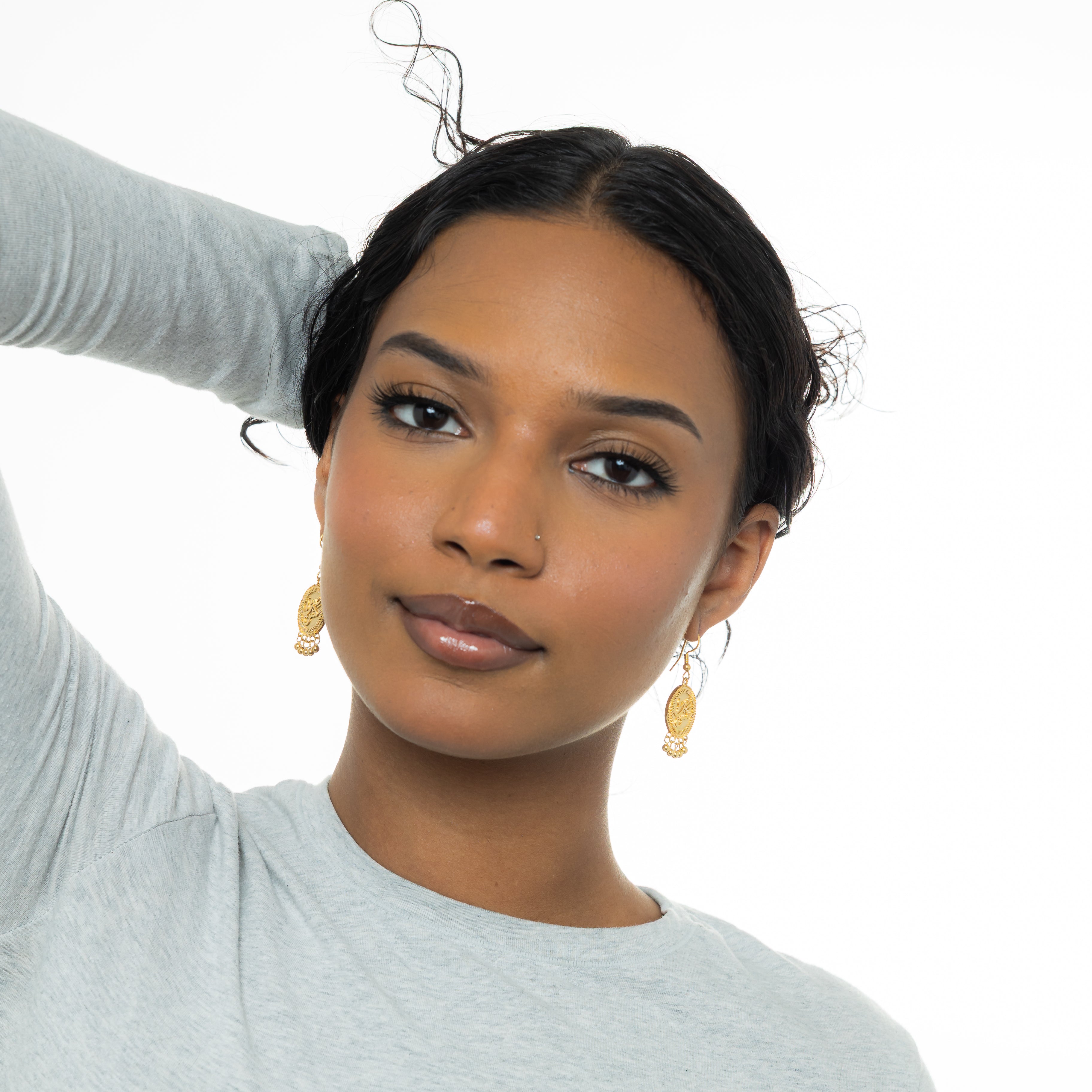 Vintage Maktub Coin Earrings – Boho Chic Style