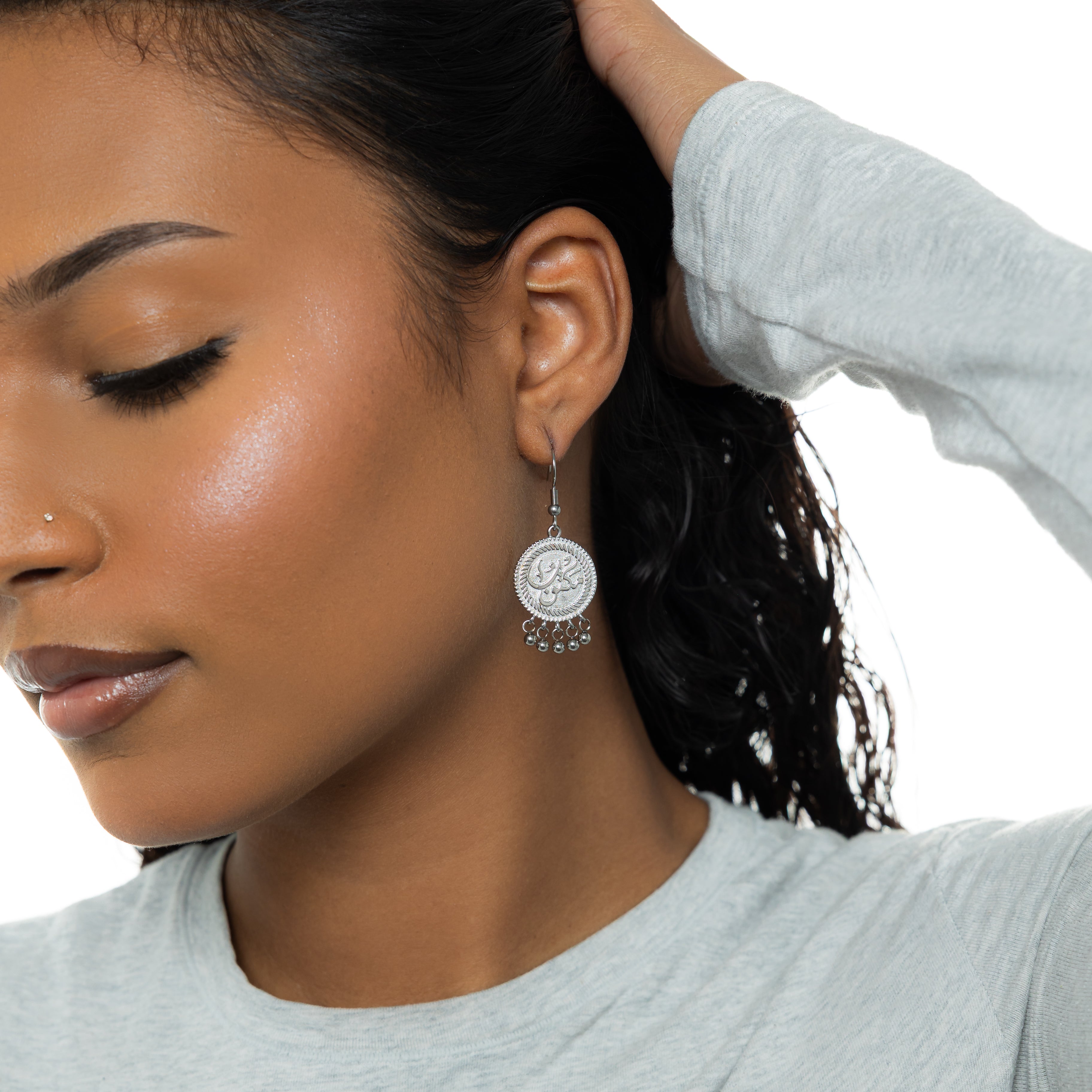 Vintage Maktub Coin Earrings – Boho Chic Style