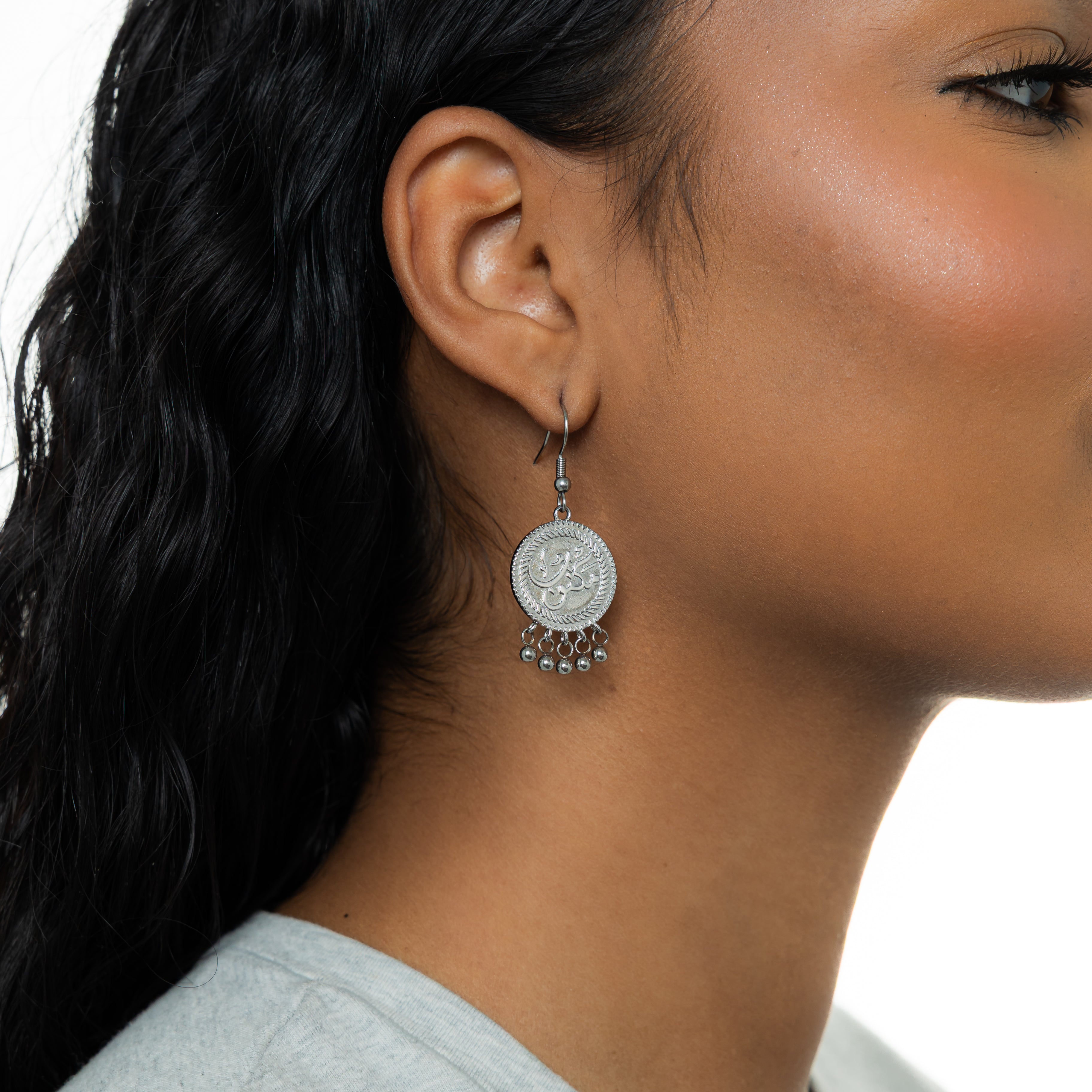 Vintage Maktub Coin Earrings – Boho Chic Style