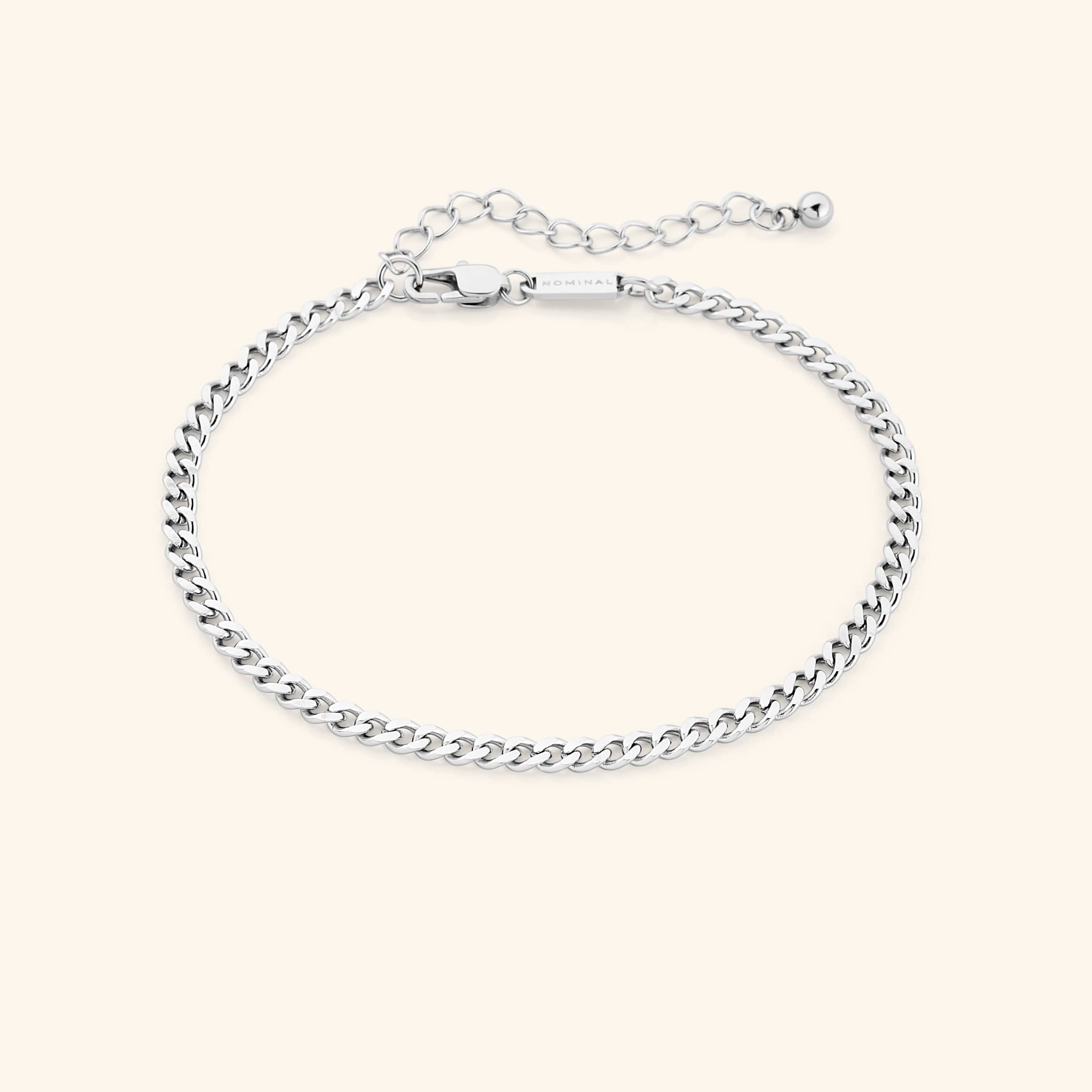 Stylish Silver Curb Chain Anklet