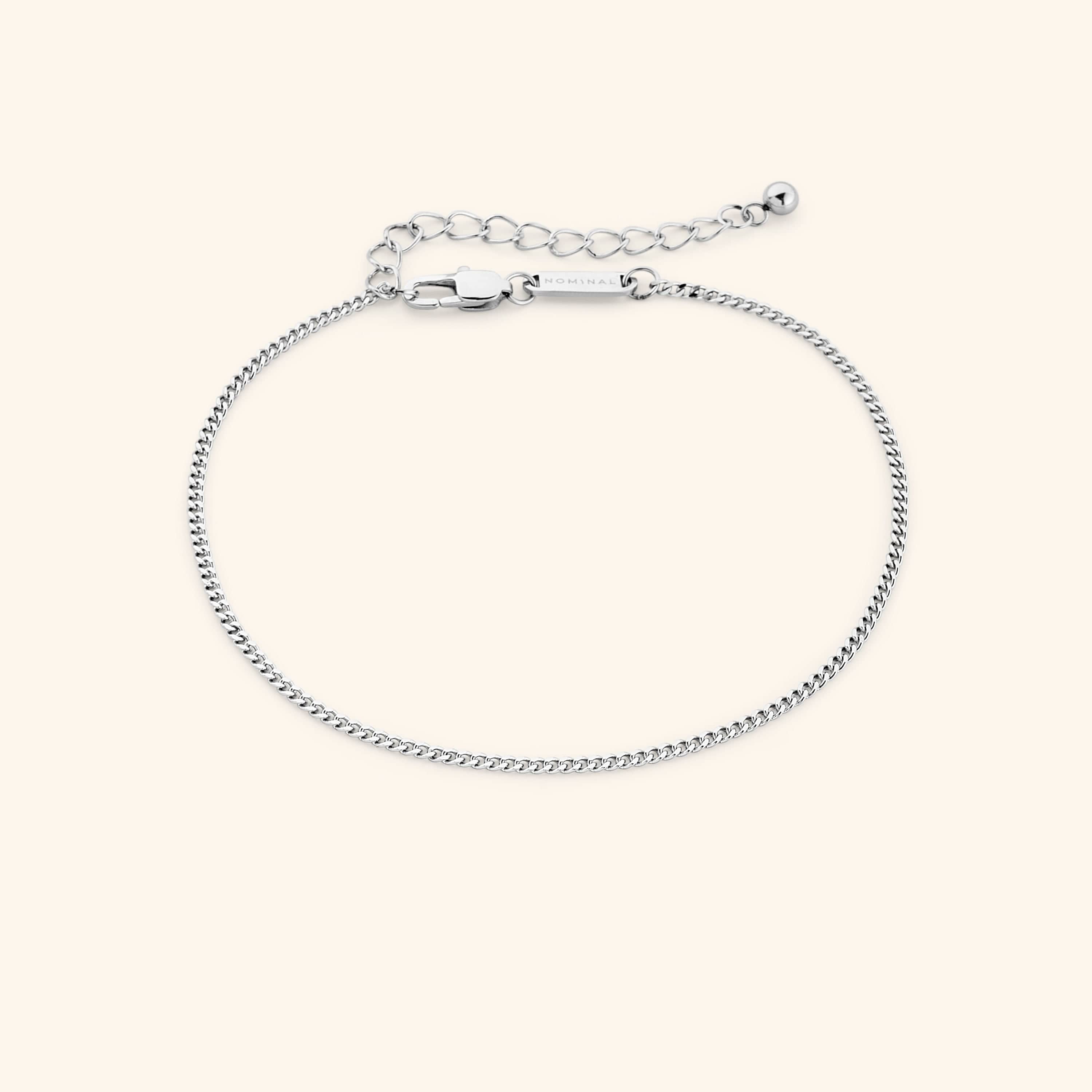 Stylish Silver Curb Chain Anklet