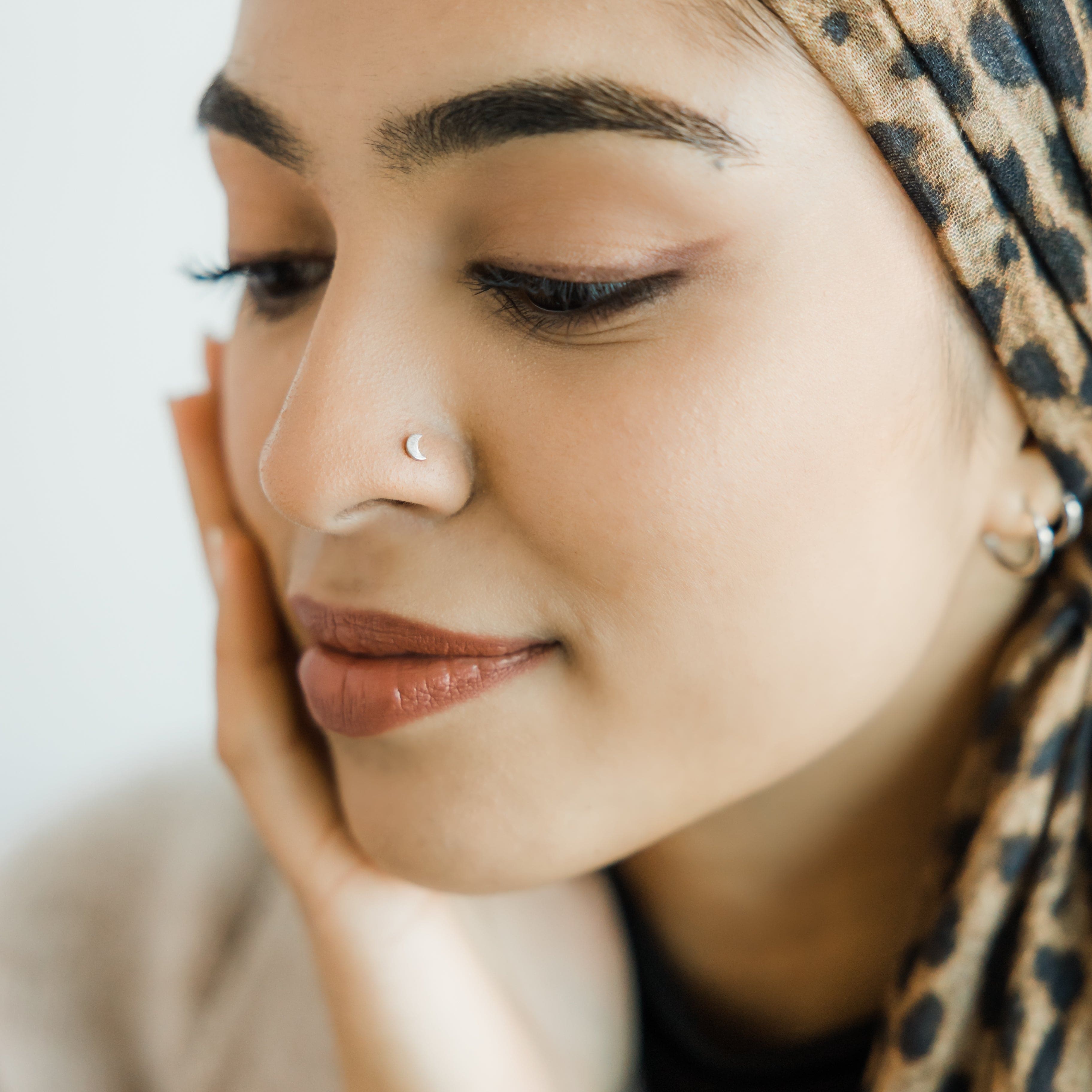 Stylish Crescent Stud Nose Ring