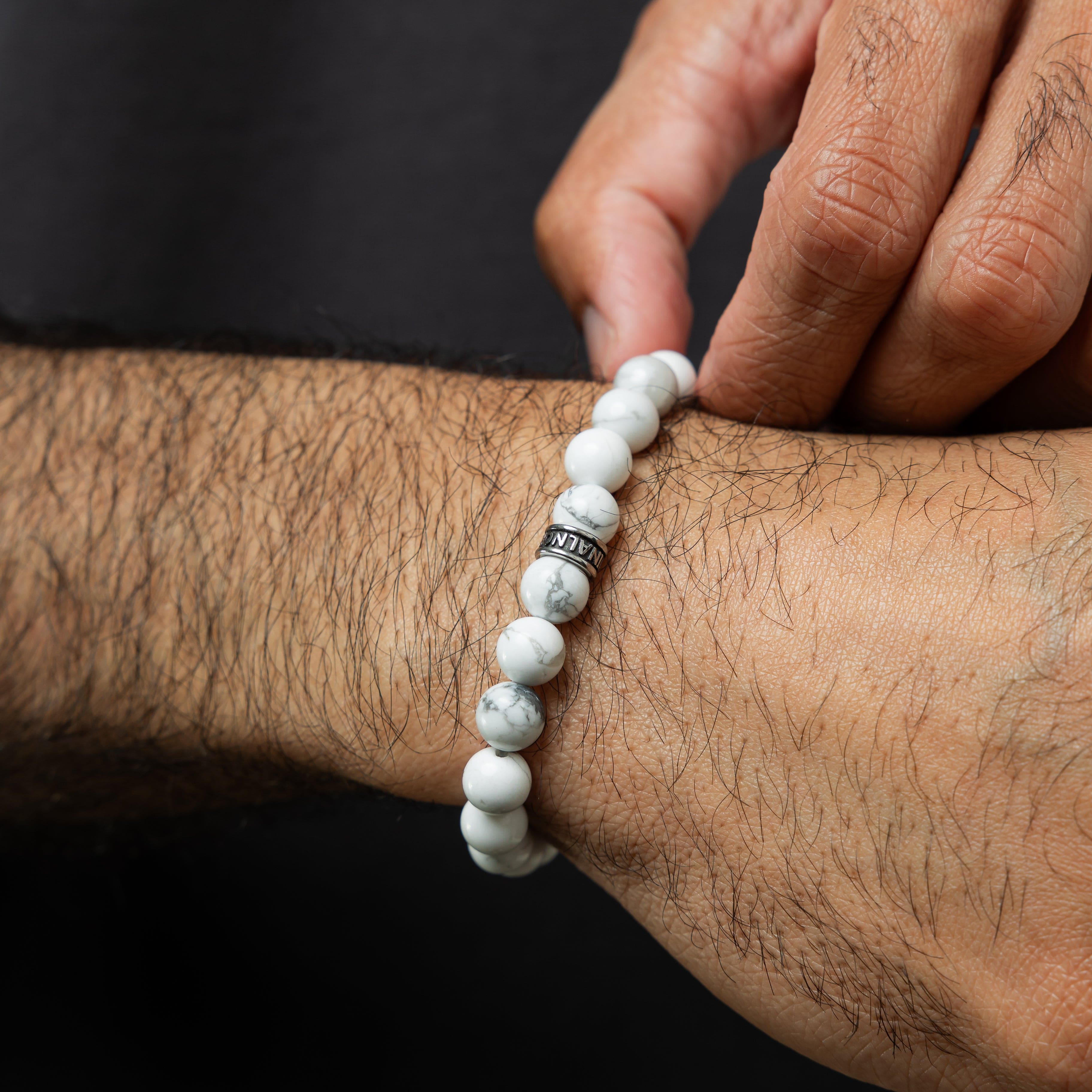 Stone Bead Snow Bracelet – Handmade Elegance