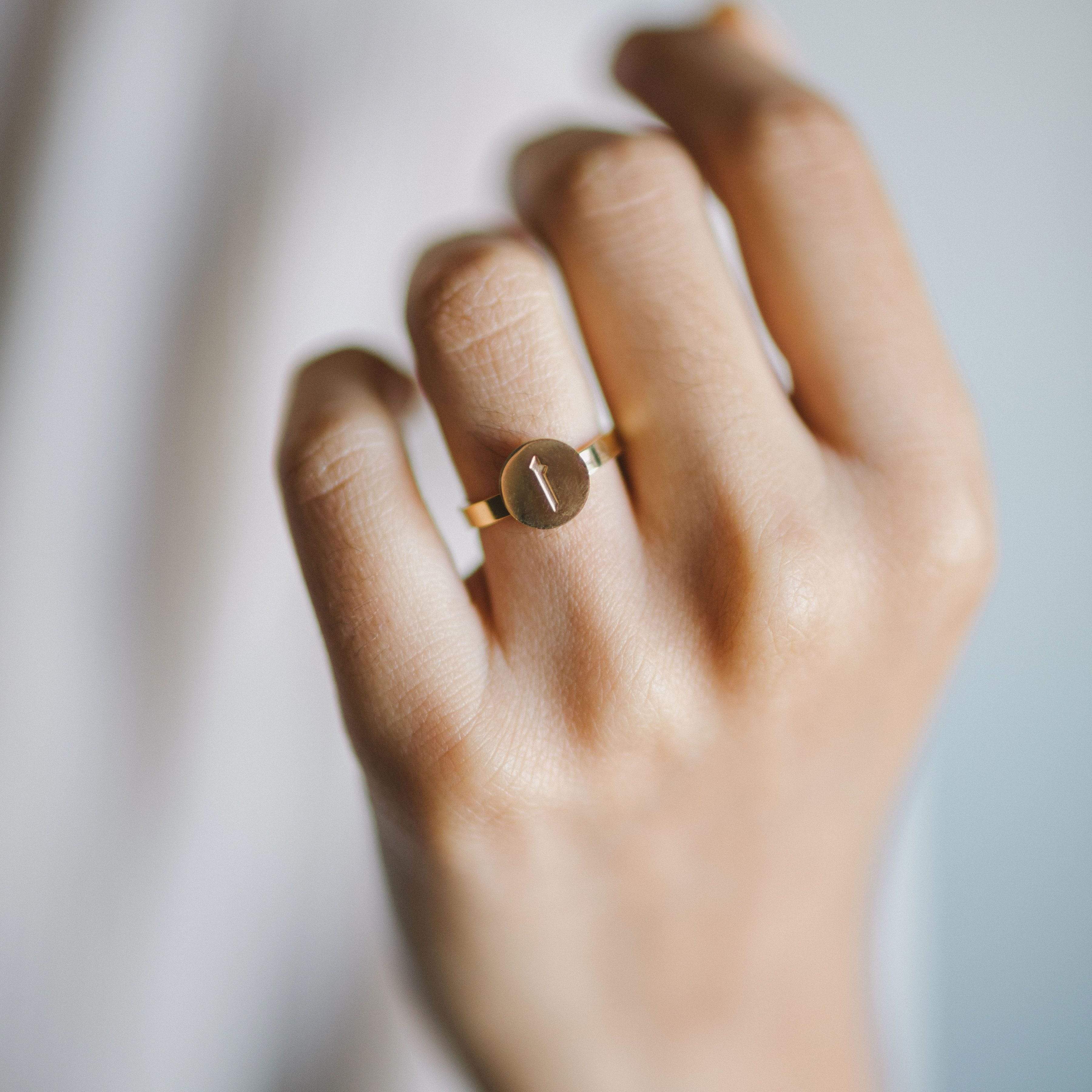 Arabic Initial Ring - Personalized Gold Letter Jewelry