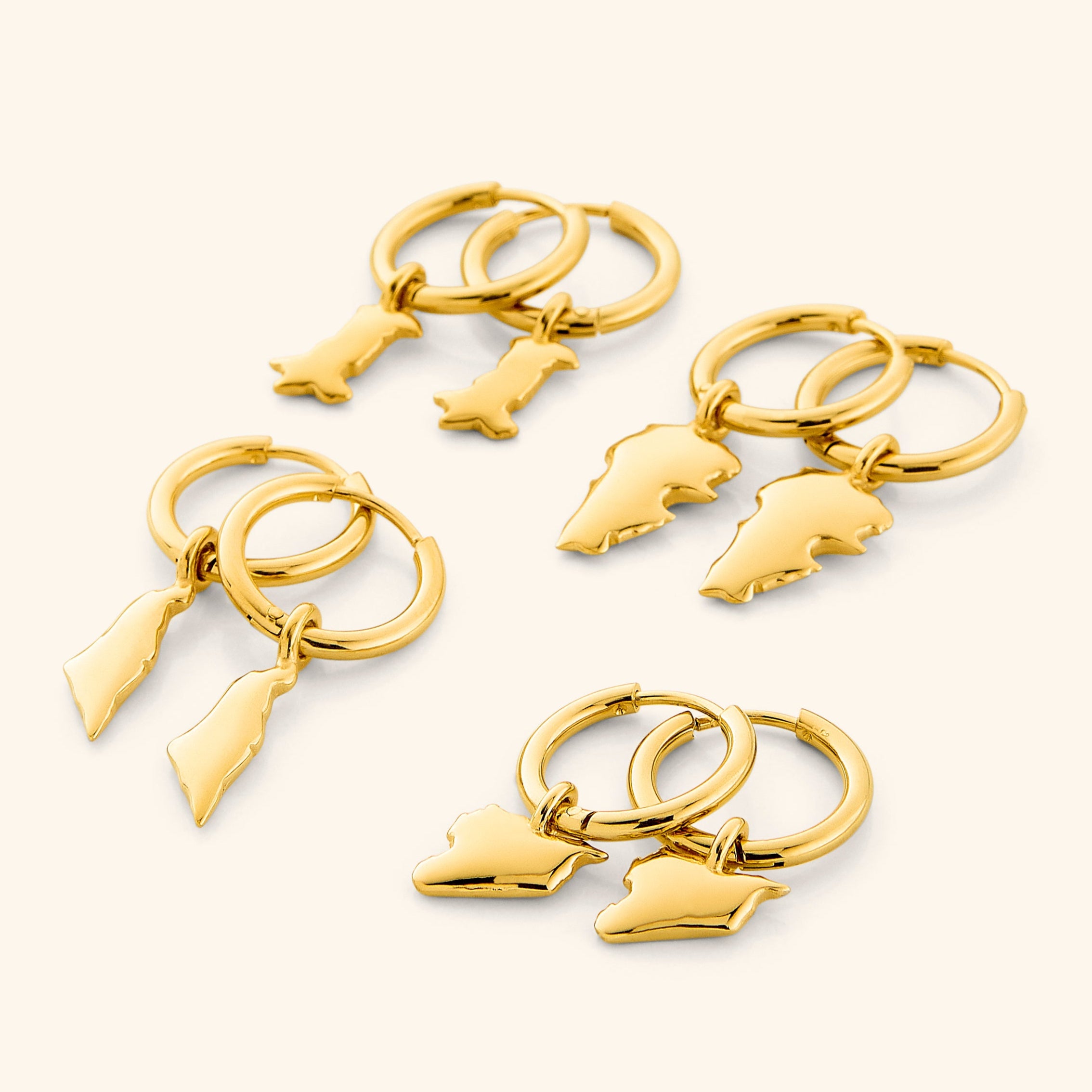 Stylish Country Map Hoop Earrings