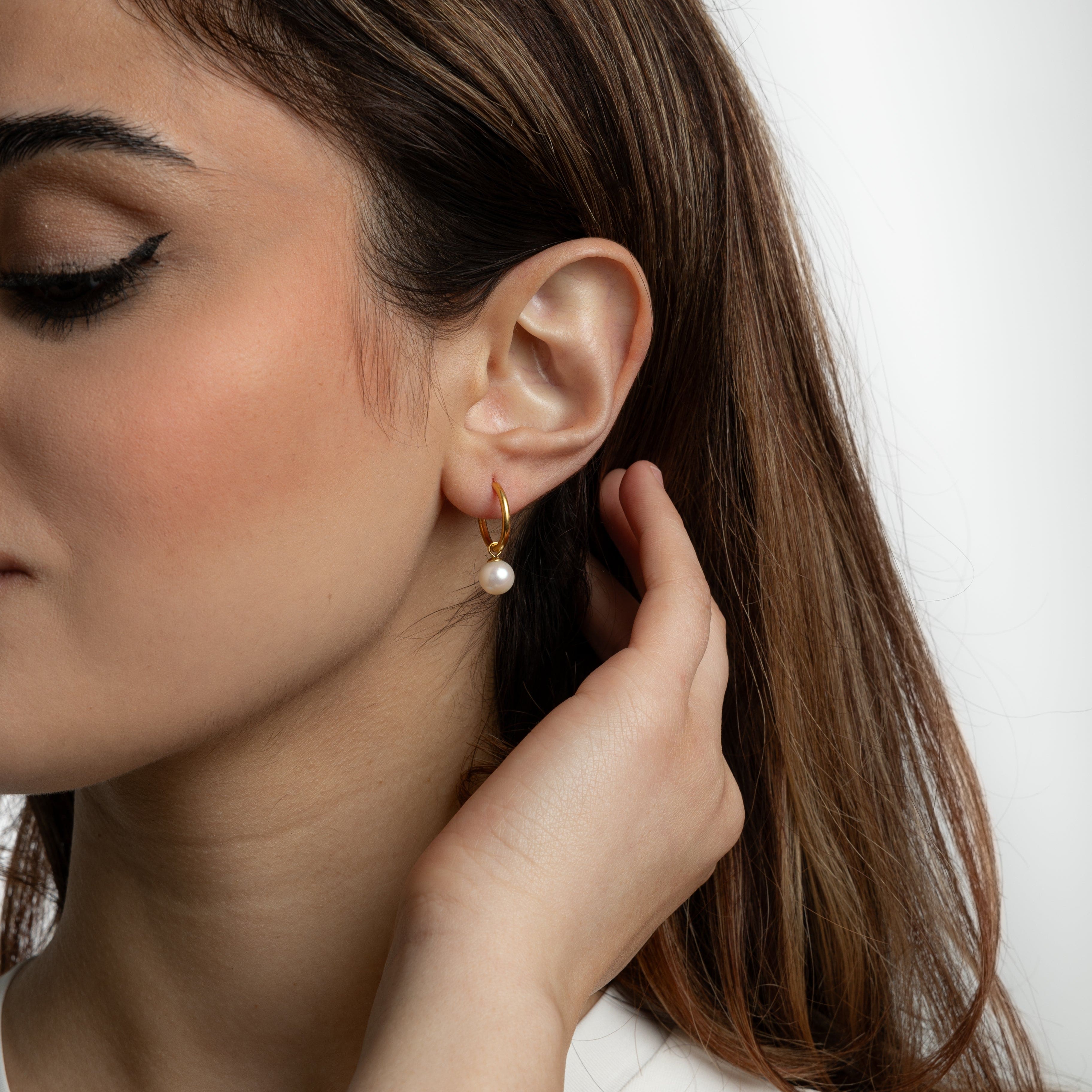 Classic Pearl Hoop Earrings for Women