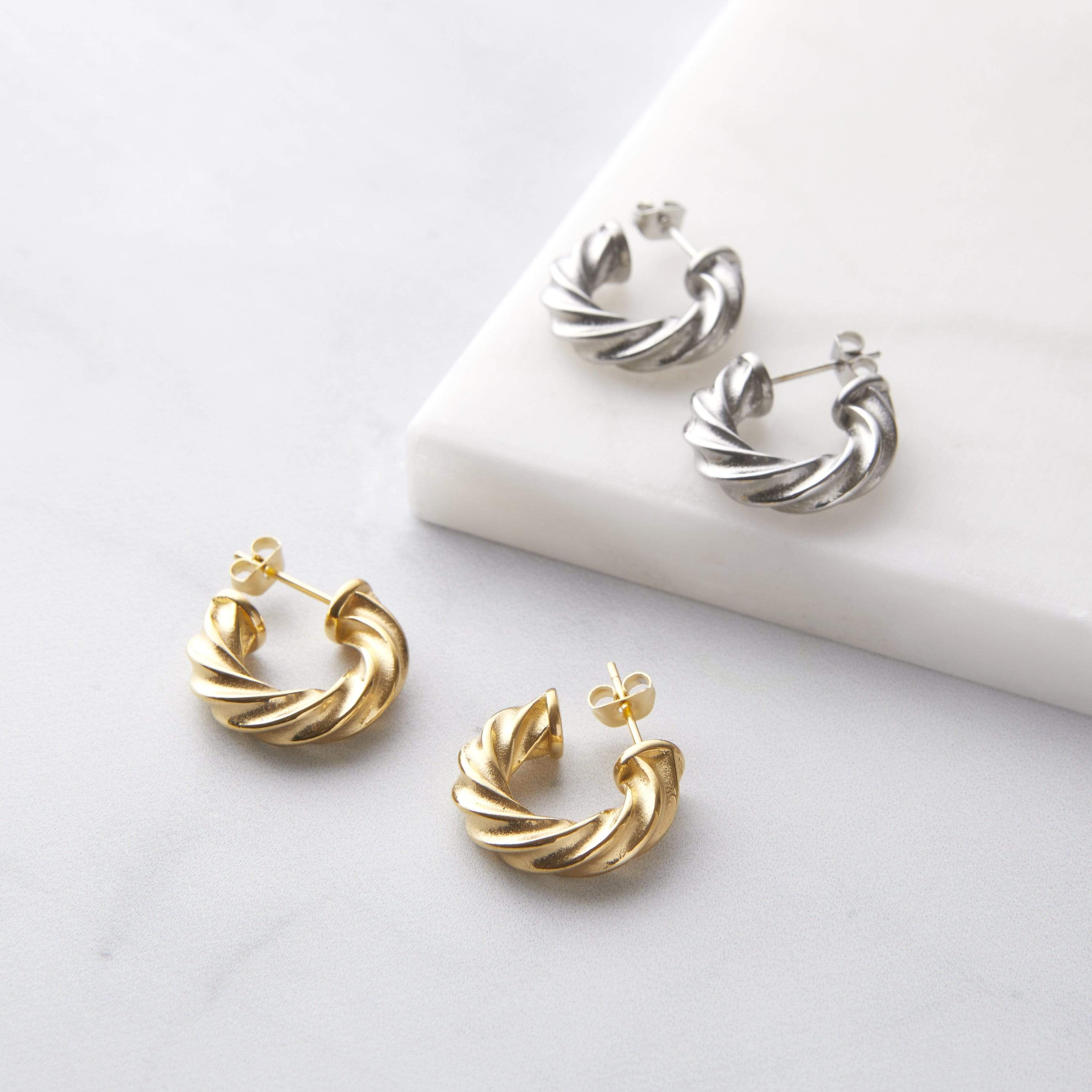 Stylish Small Braided Hoop Earrings