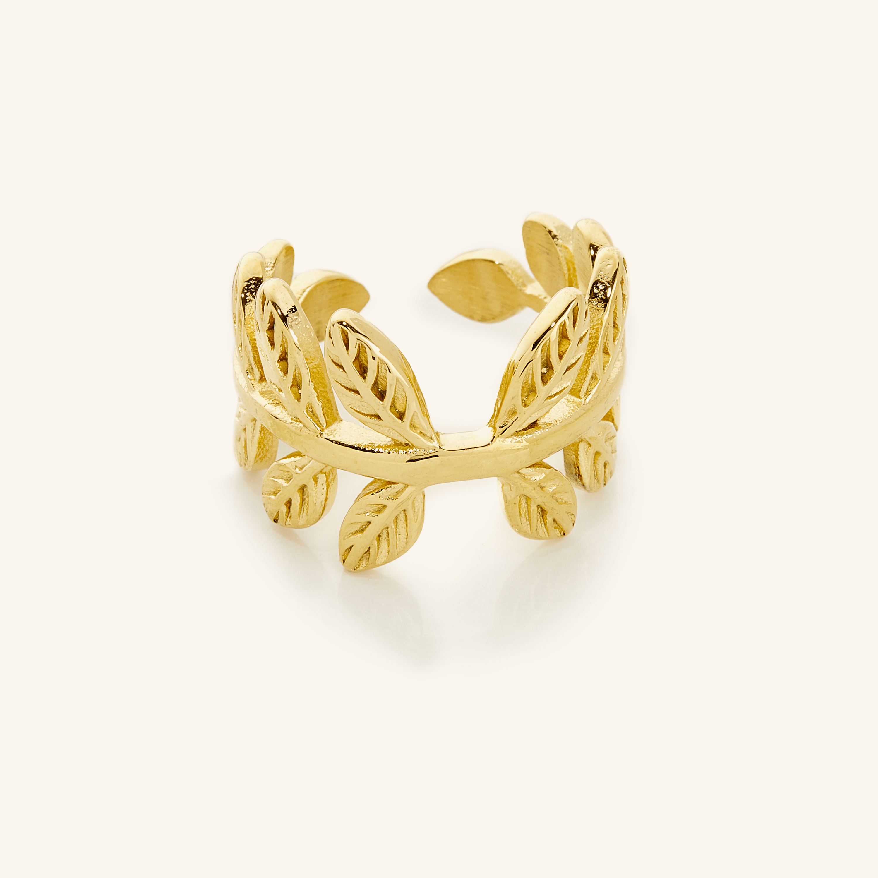 Elegant Olive Branch Silver Ring