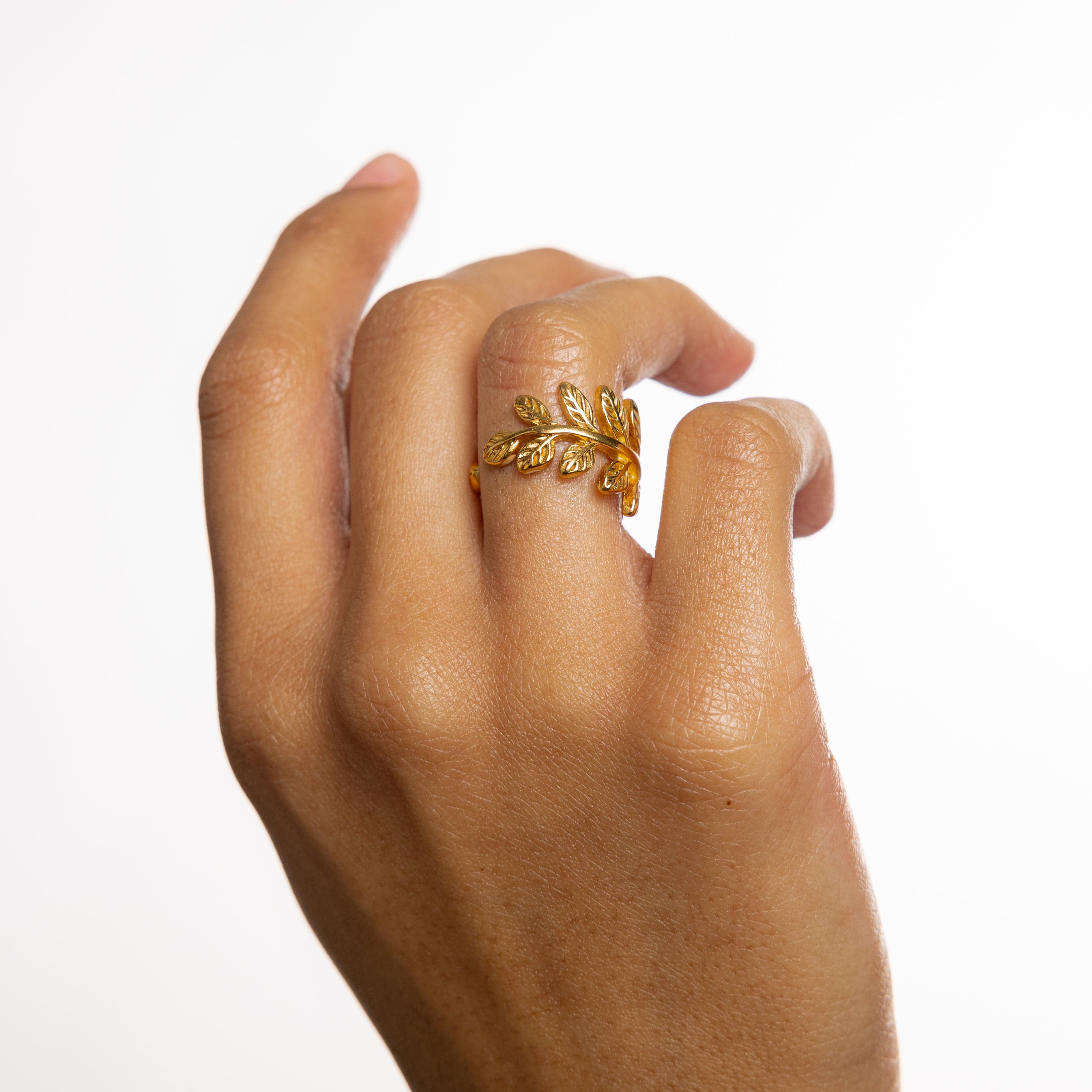 Elegant Olive Branch Silver Ring