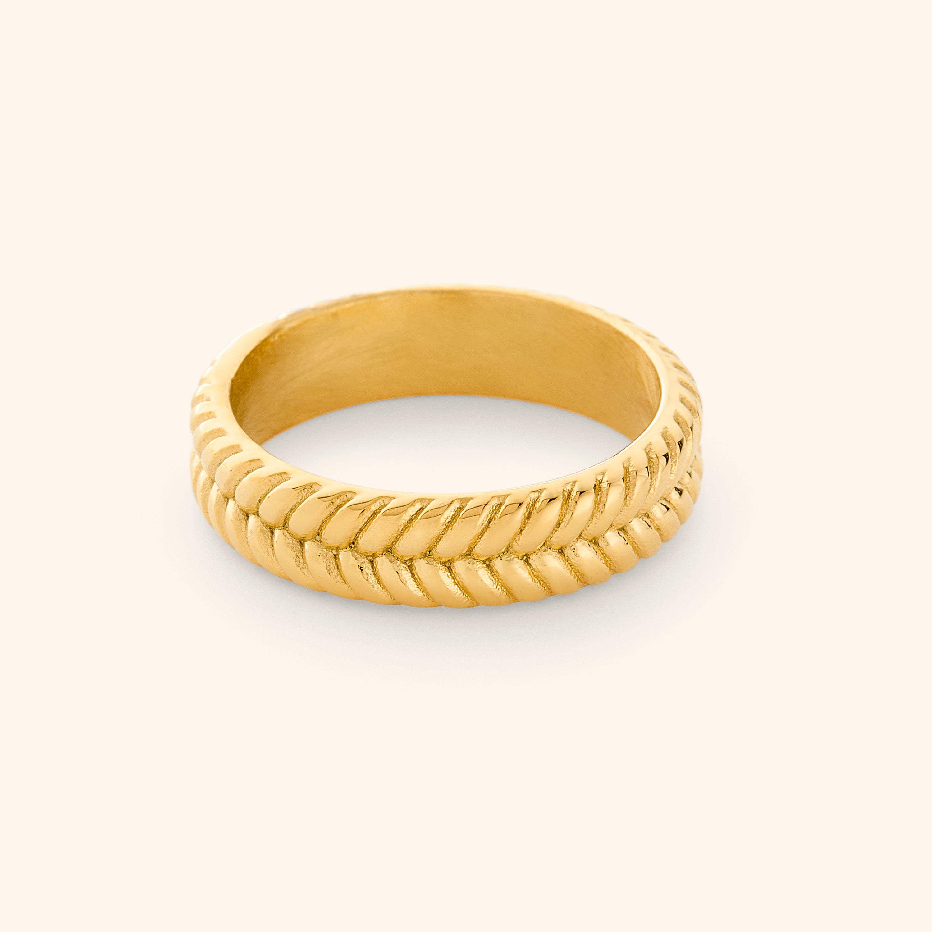 Herringbone Band Ring for Stylish Everyday Wear