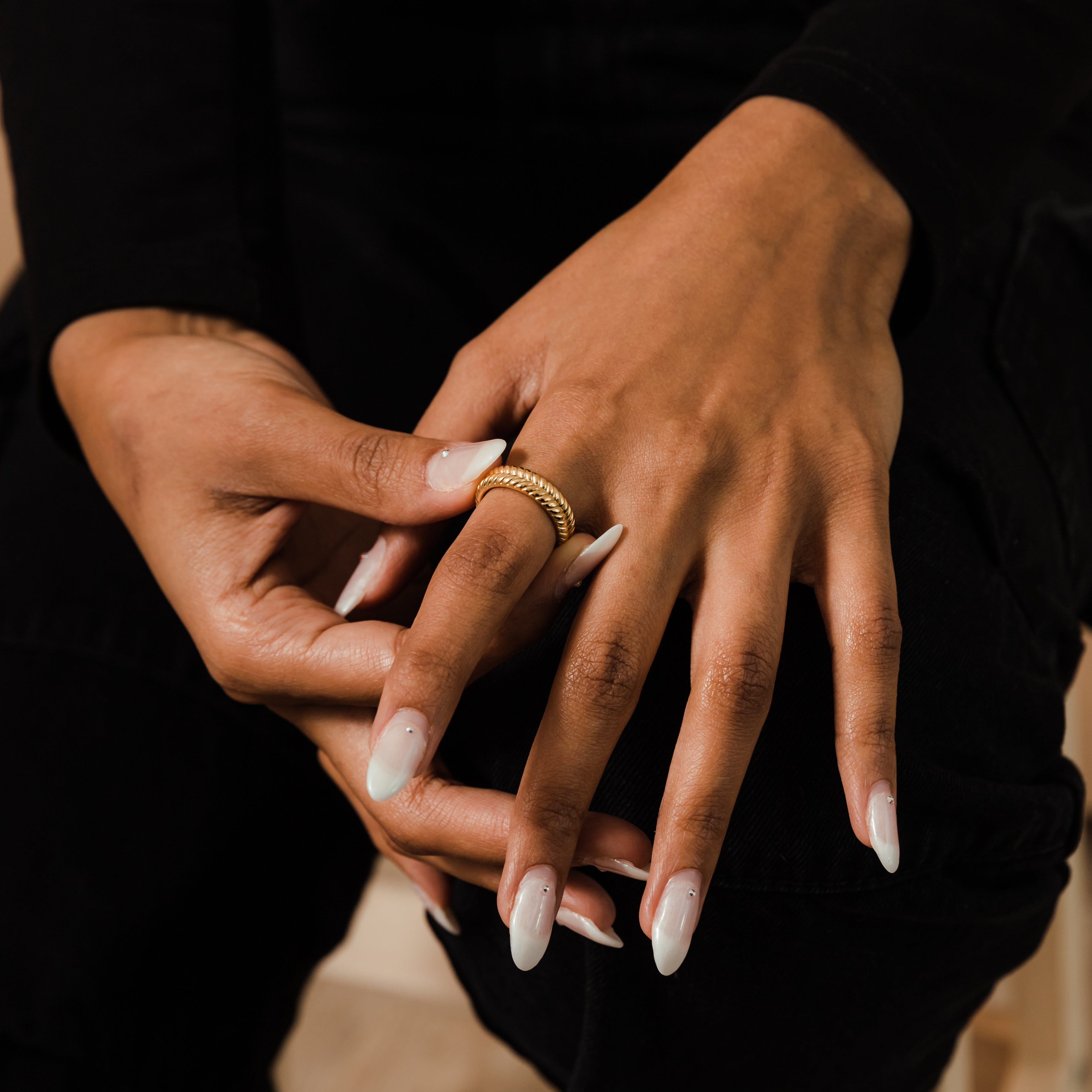 Herringbone Band Ring for Stylish Everyday Wear