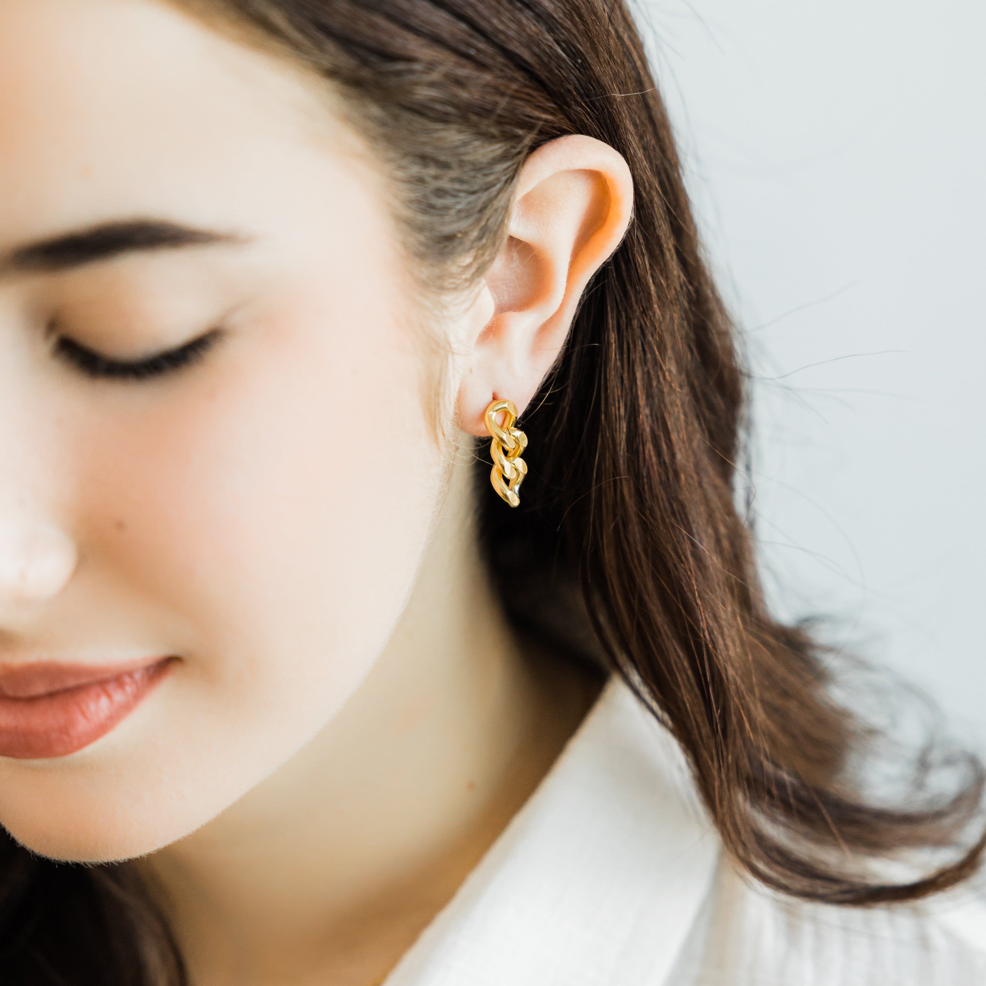 Chunky Cuban Dangle Hoop Earrings