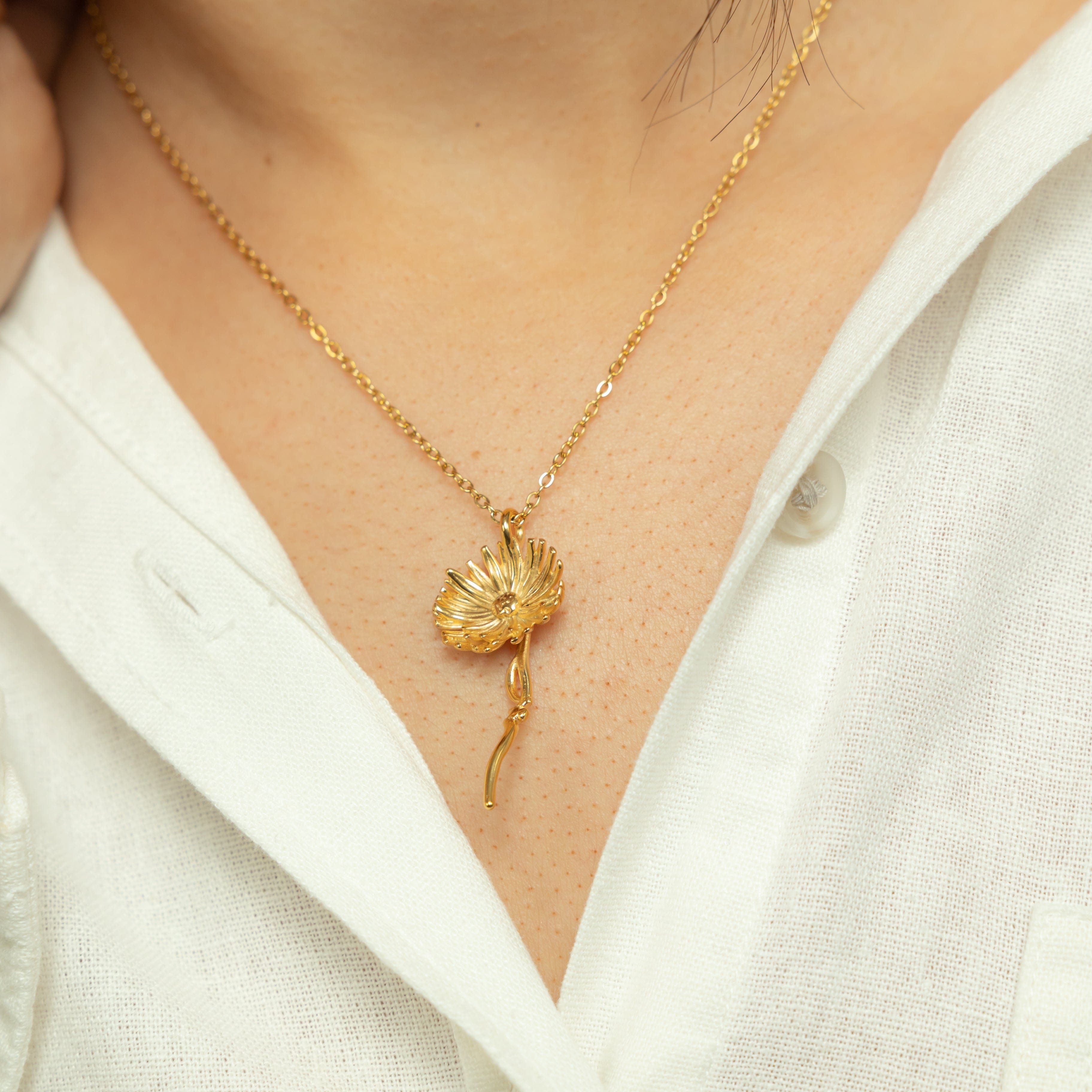 ‘Patience' Sterling Silver Aster Pendant Necklace