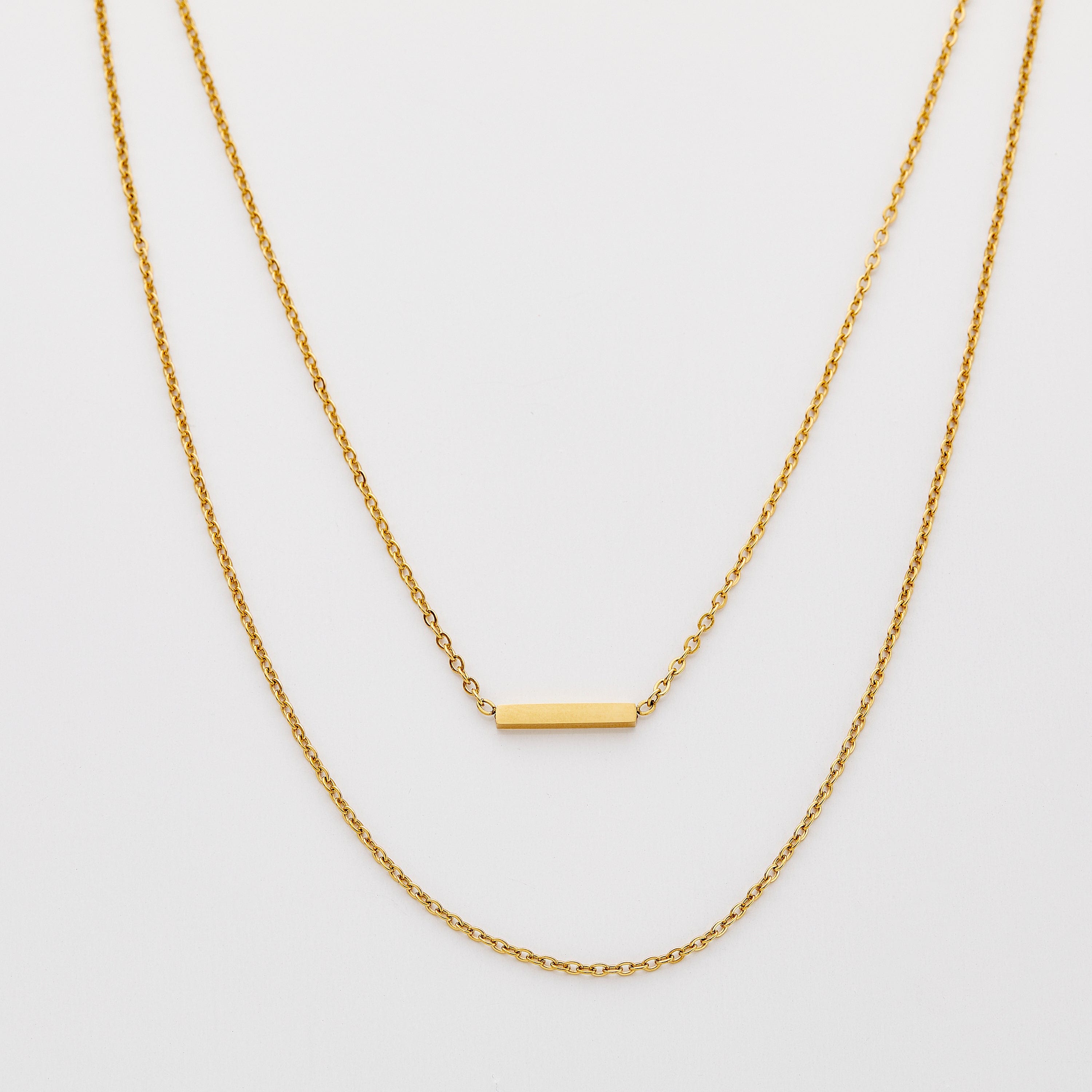 Stylish Cable & Bar Necklace Set for Layering