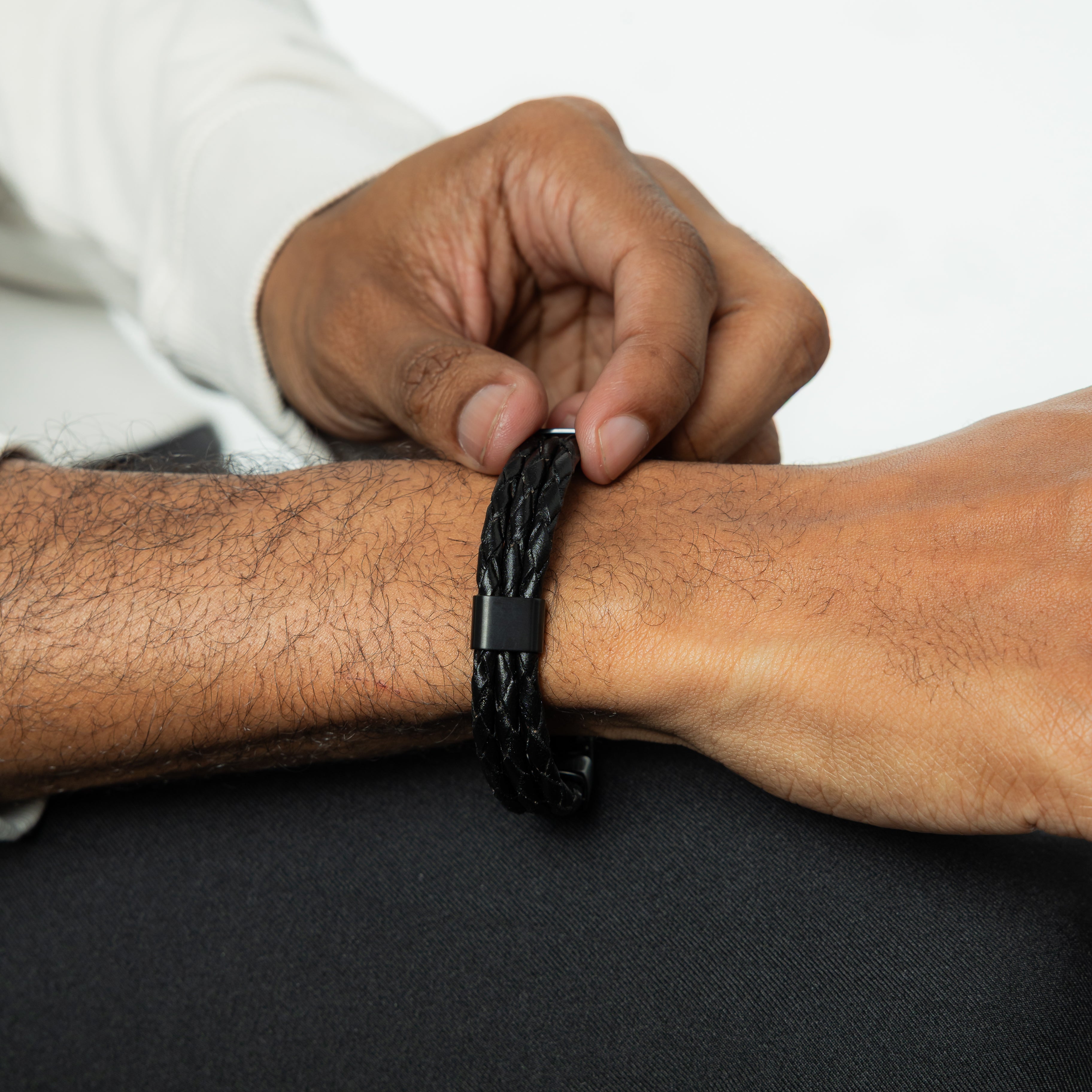 Men's Triple-Layer Leather Bracelet Set