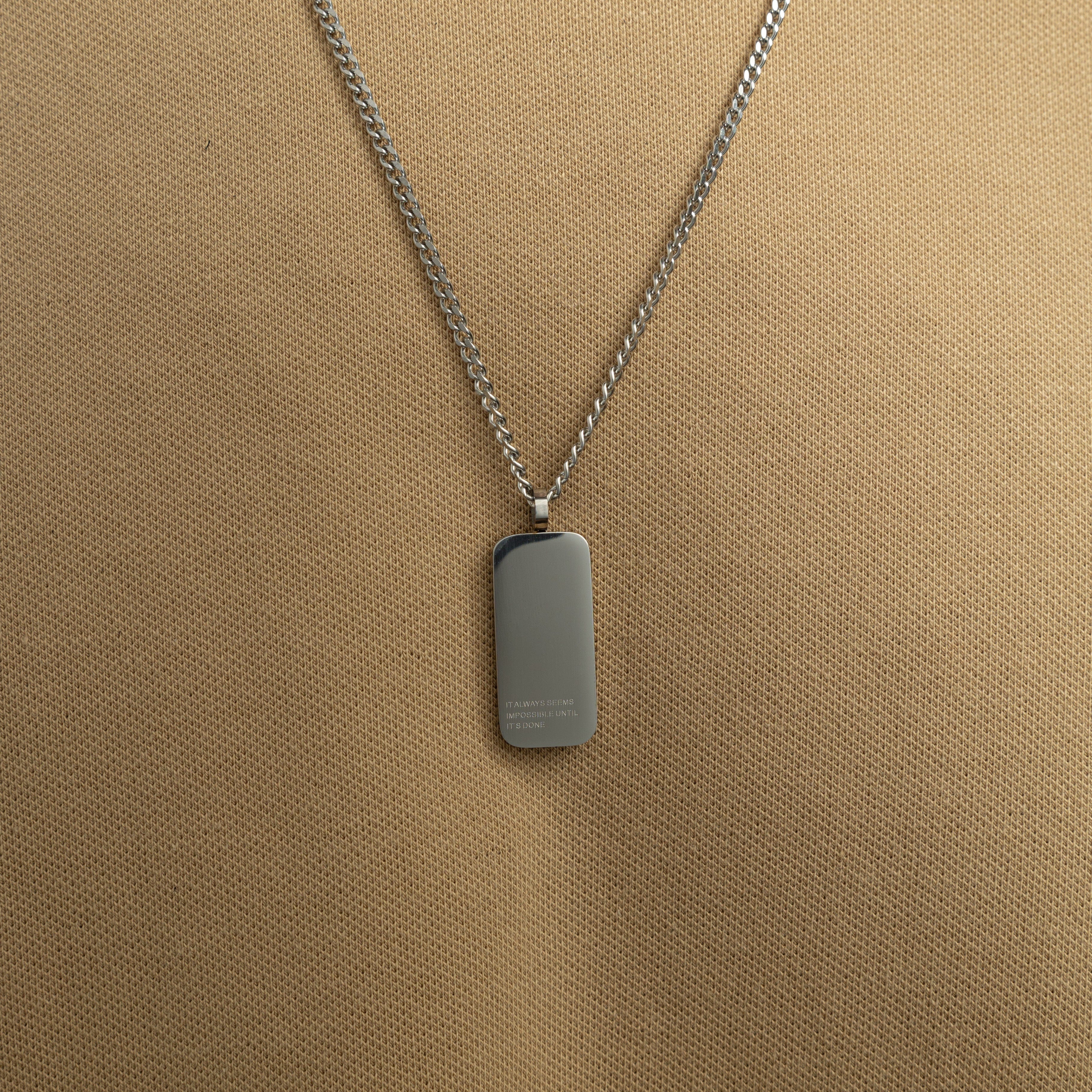 Motivational Tag Necklace - Impossible Until Done
