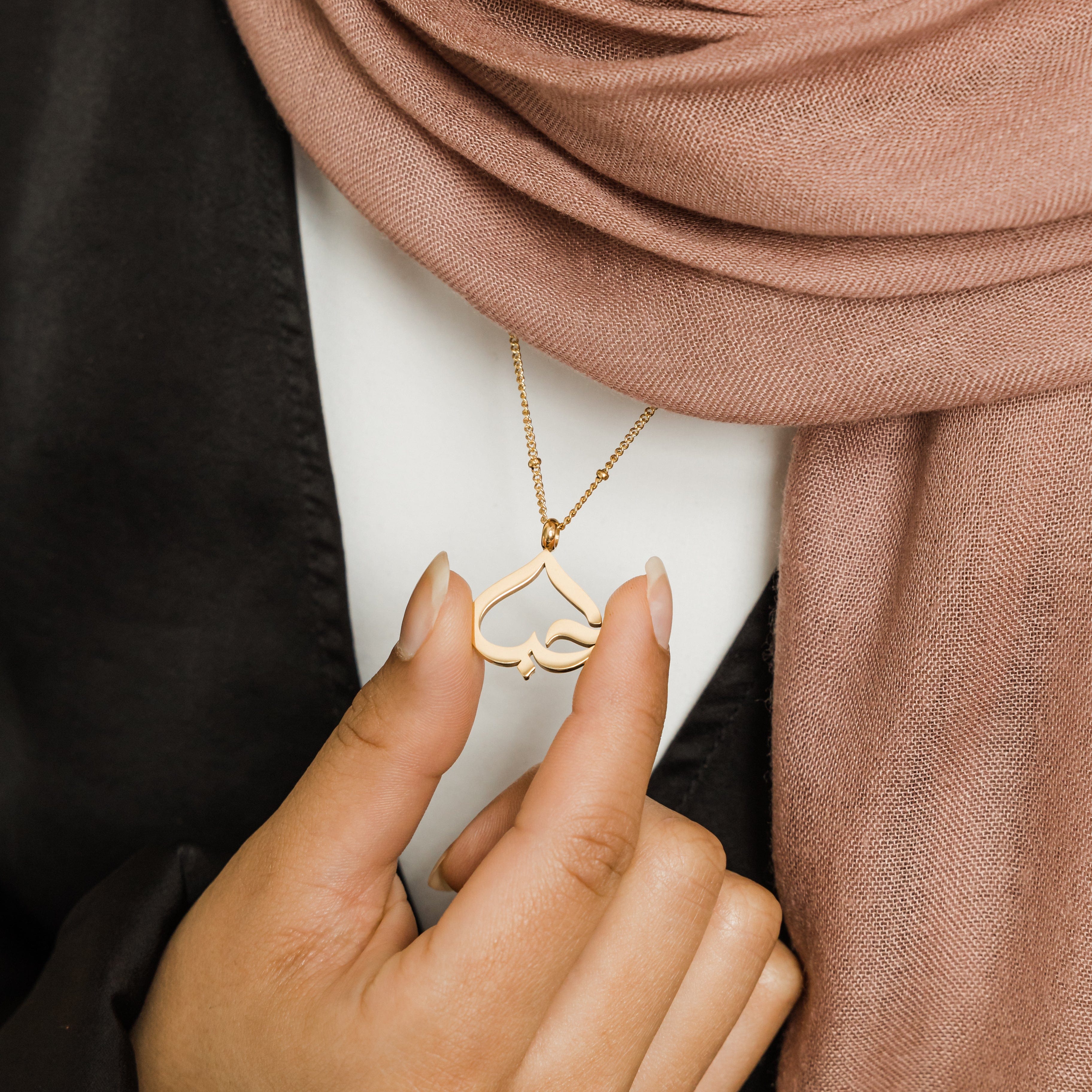 Elegant Heart Calligraphy Pendant Necklace