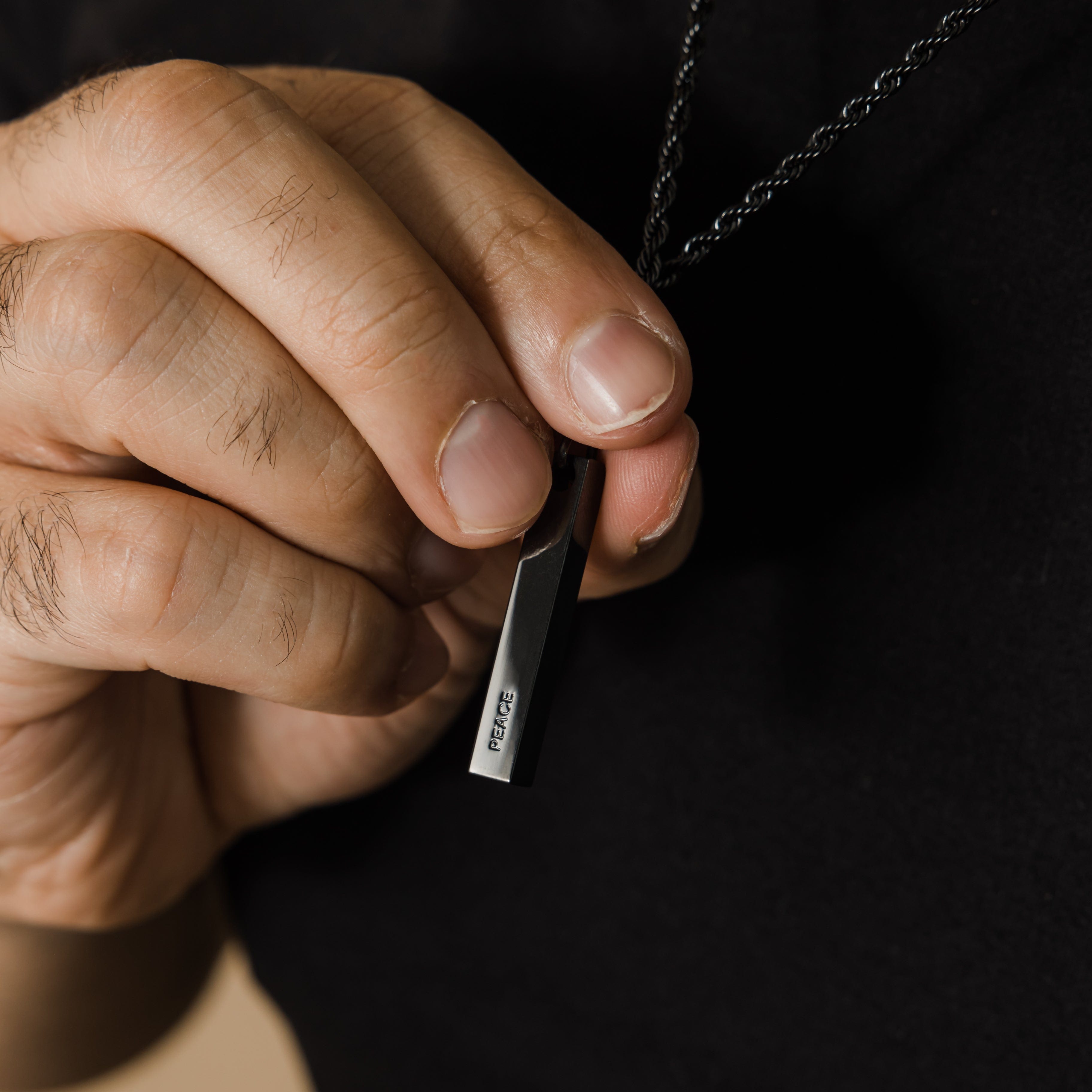 Men's Peace Bar Necklace – Minimalist Pendant
