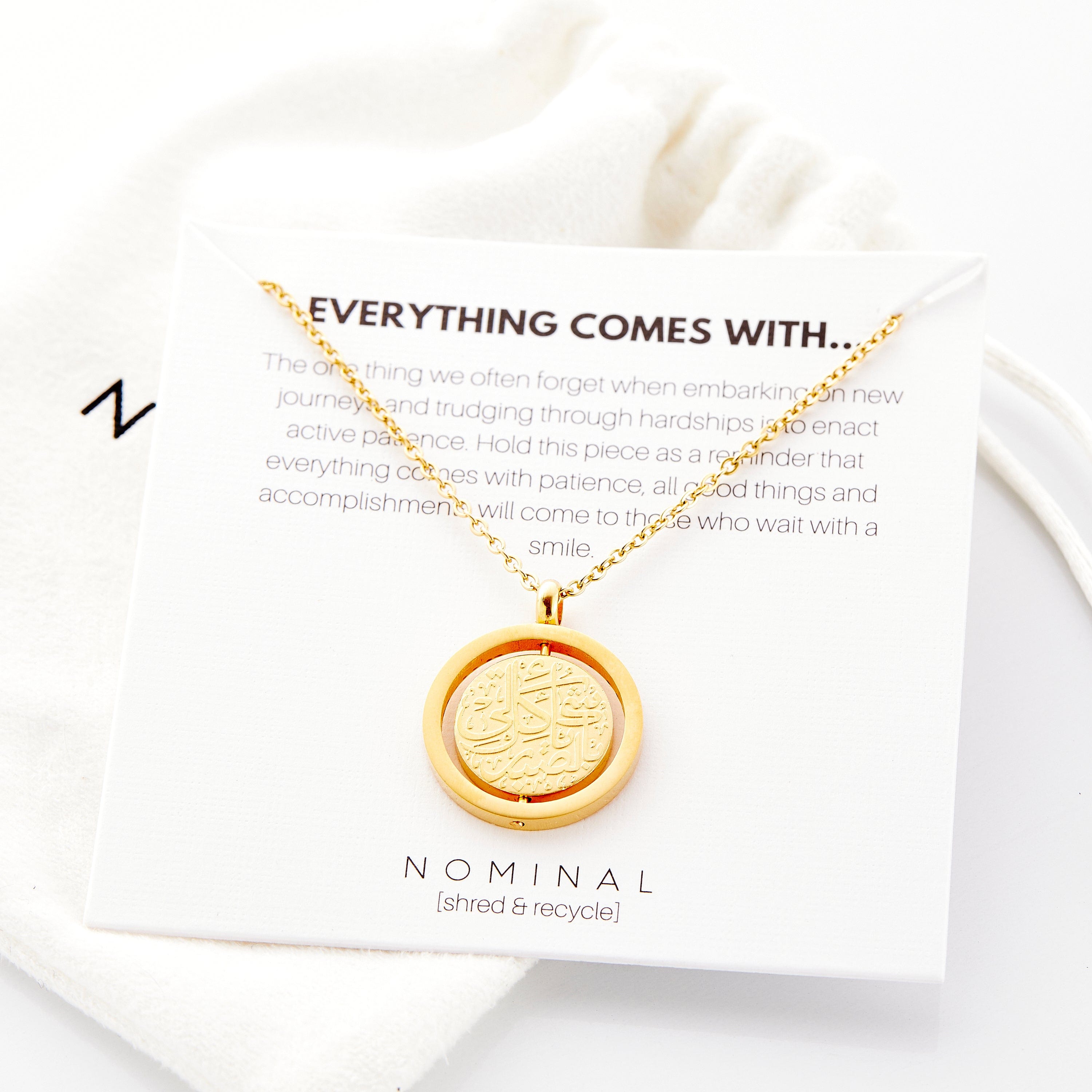 Patience Quote Necklace - Inspirational Jewelry