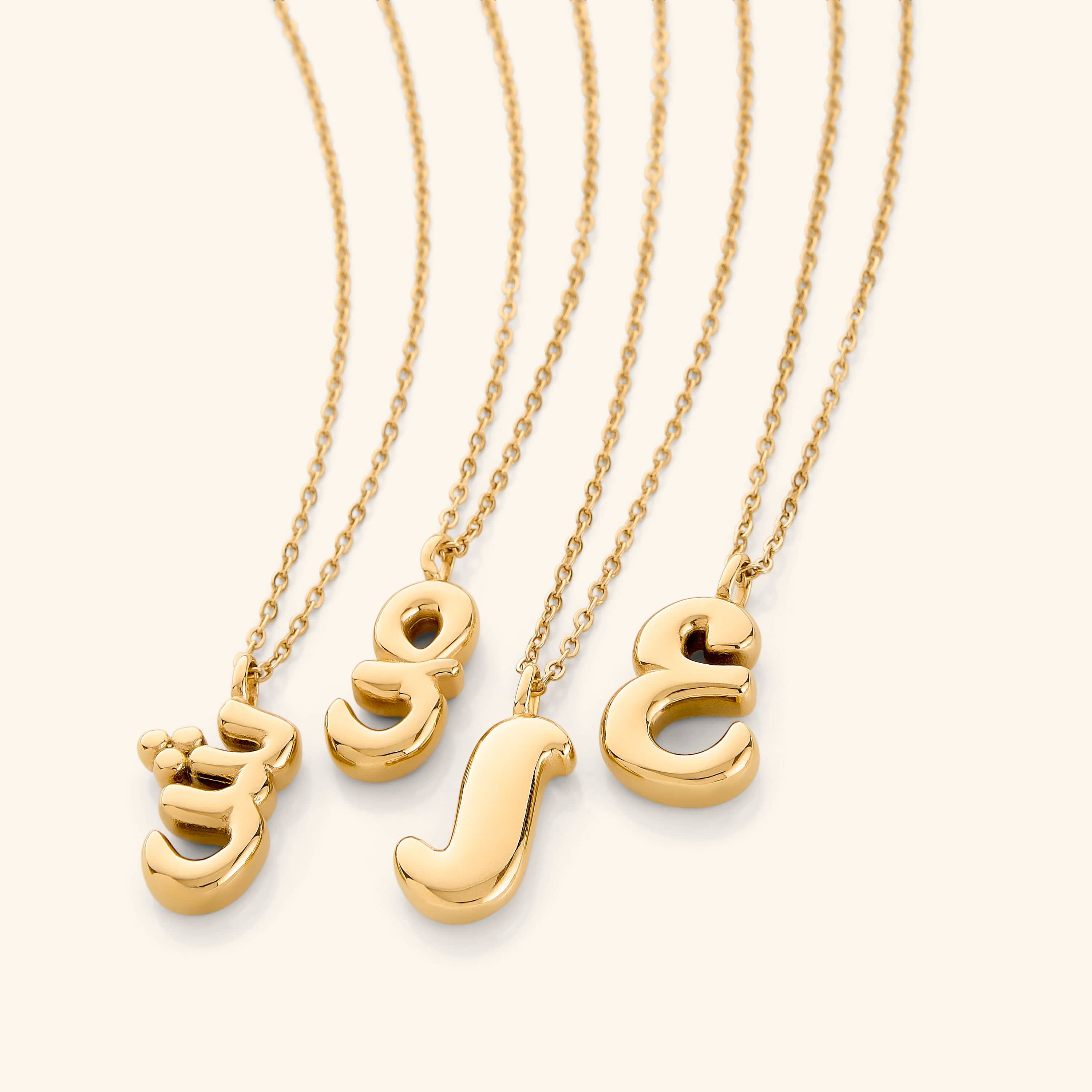 Arabic Script Bubble Letter Pendant Necklace